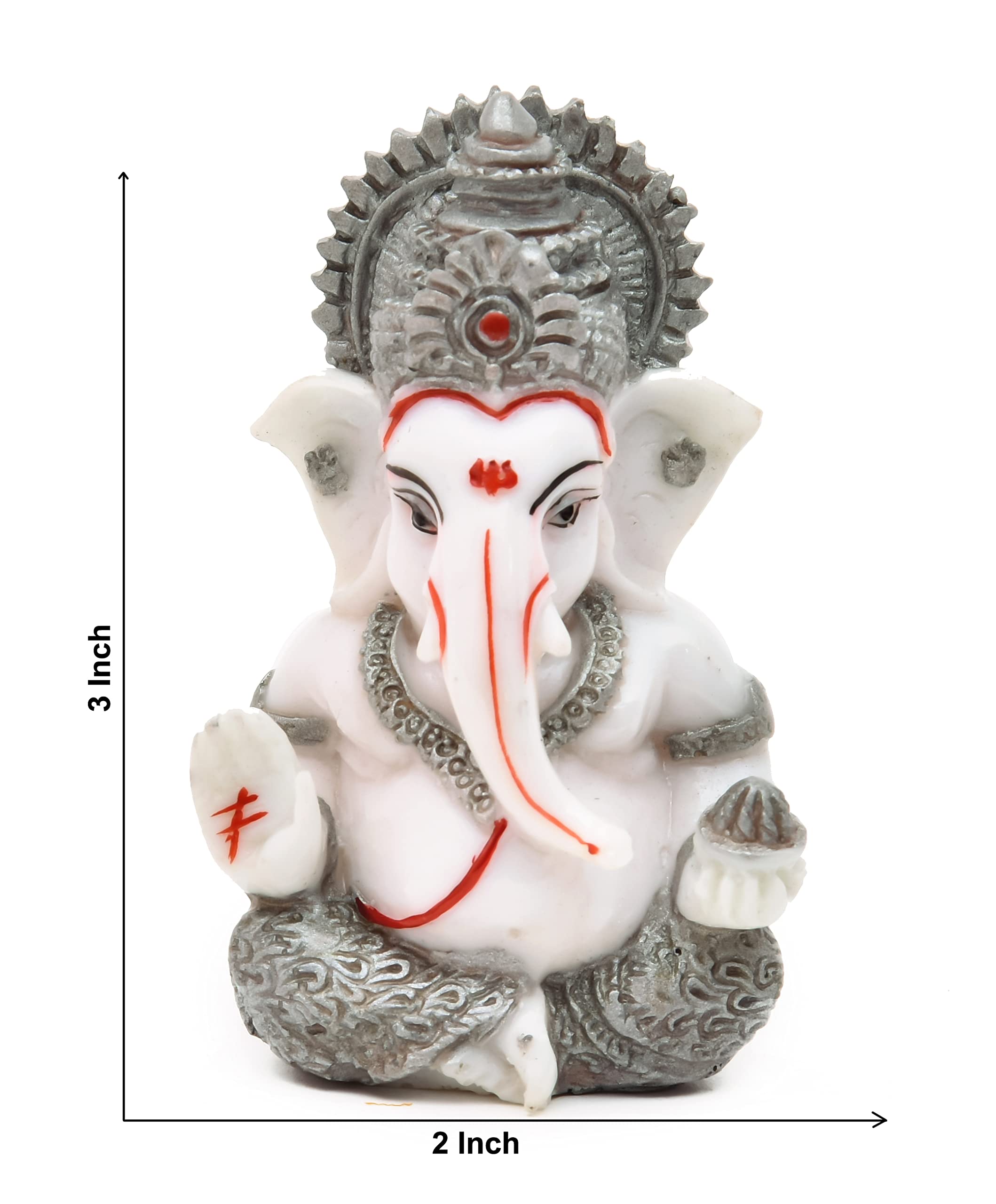 Household Hub Polyresin Hand Printed Ganesh Jimurti Lord Shiva Statue Marble Dust Syntheric For Pooja Room I Home Temple Decorat