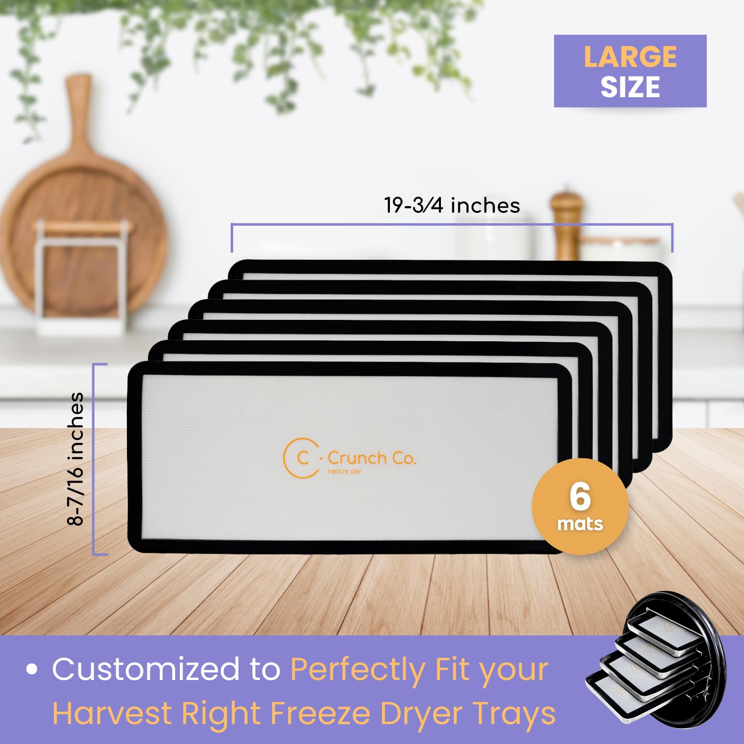 Crunch Co. Silicone Mats For Harvest Right Freeze Dryer (L - Large) 6 Pack