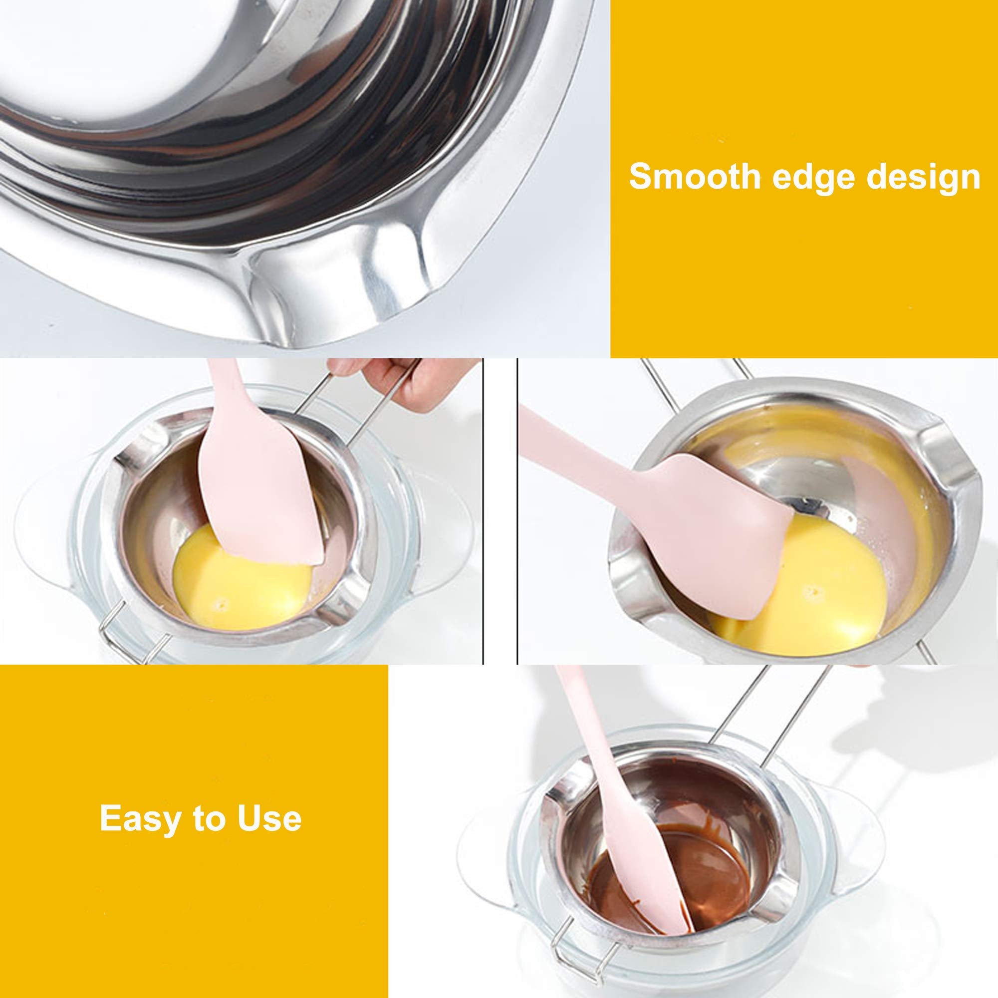 Chocolate Melting Pot - 600Ml Double Boiler With Heat Resistant Handle, Stainless Steel Double Boiler Pot Set, Double Boilers Fo