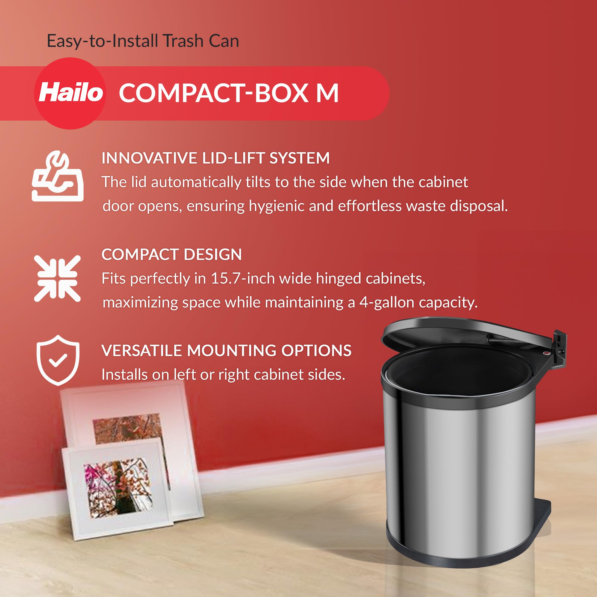 Hailo 3555-101 Compact-Box M, Stainless Steel, 15L, Edelstahl