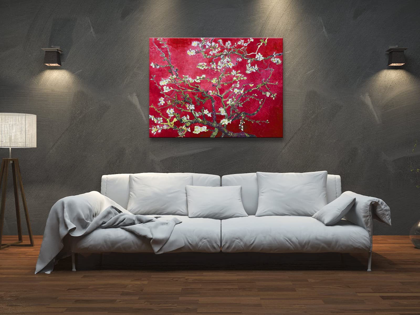 Wieco Art Extra Large Red Almond Blossom Tree Vincent Van Gogh Paintings Reproduction Canvas Prints Wall Art For Home Decor And