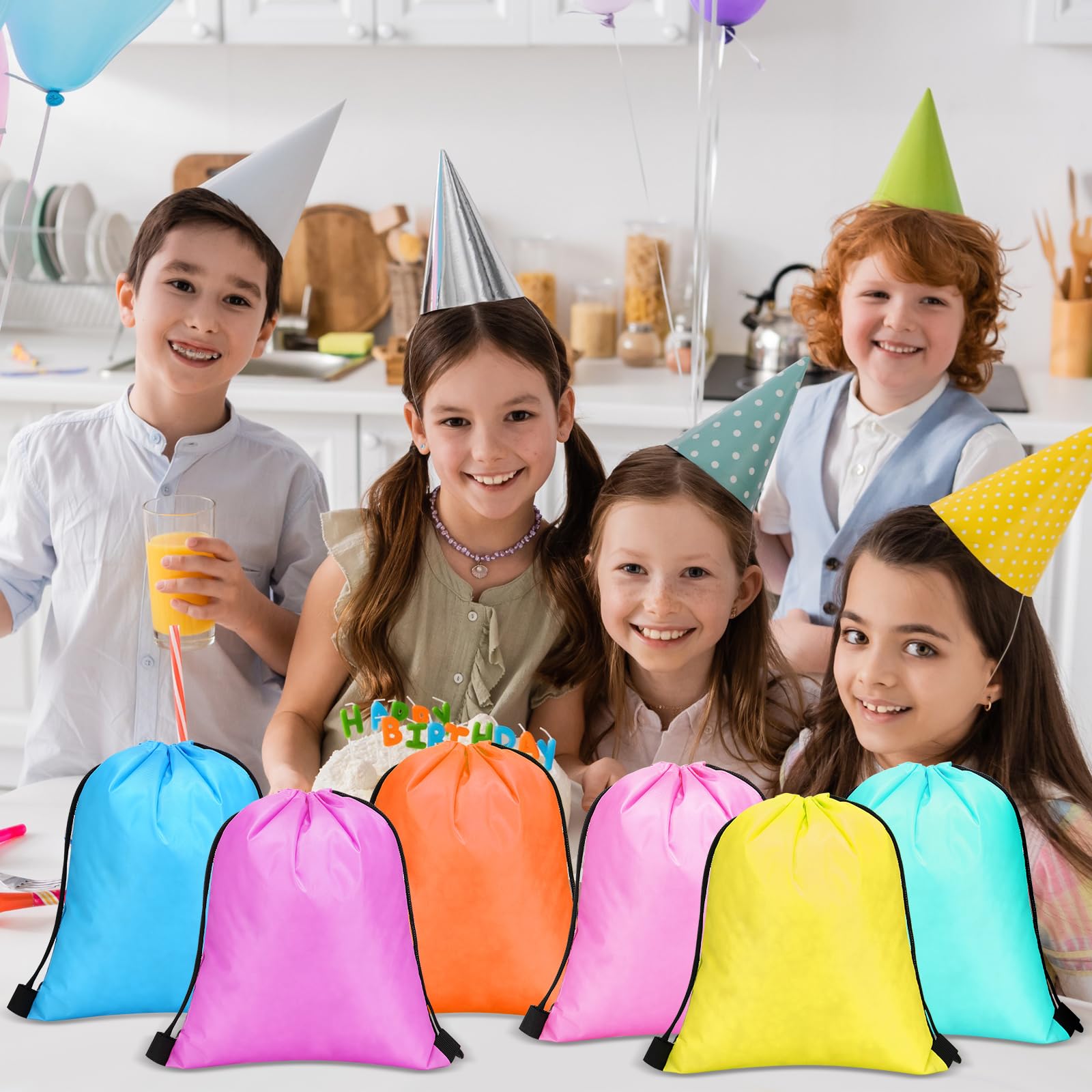 Silkfly 42 Pack Drawstring Backpack Bulk String Bag Drawstring Bags Gift Bags For Kid Party Favor (Solid Colors Style)