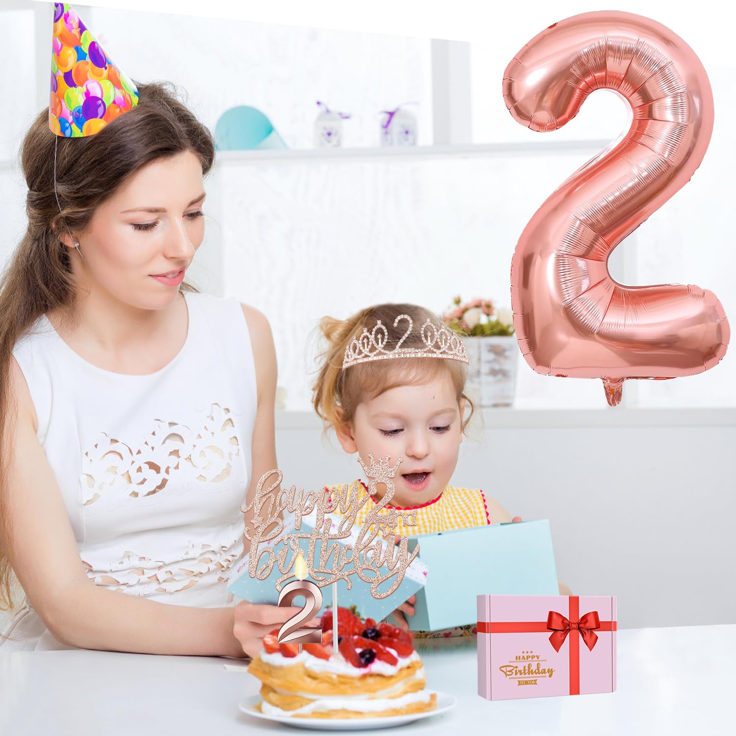 2Nd Birthday Decorations For Baby Girls, Including 2Nd Birthday Sash And Tiara, Cake Topper And Candle 2, Number 2 Birthday Ball