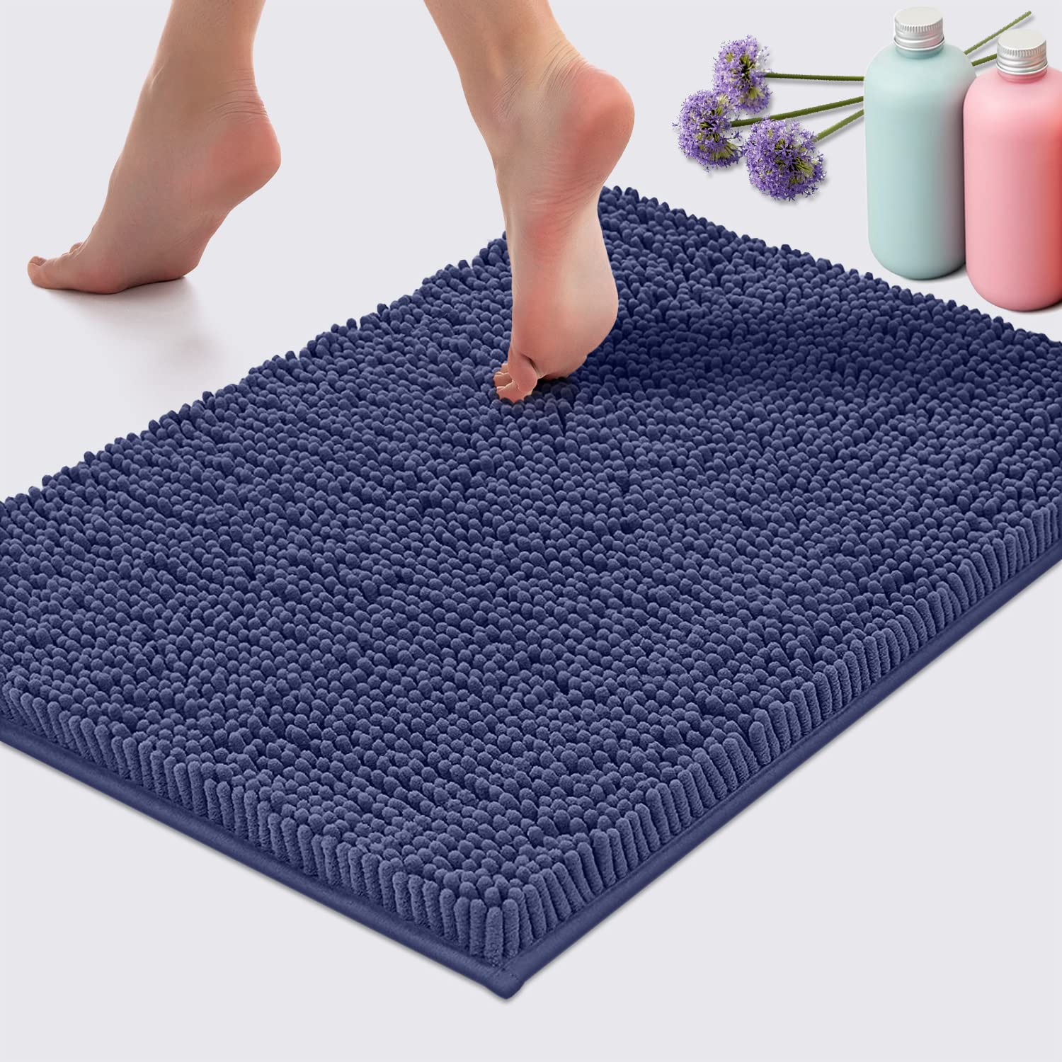 Luxurux Purple Bathroom Rug Set -Extra-Soft Plush Bath Mat Shower Bathroom Rugs,1 Chenille Microfiber Material, Super Absorbent,