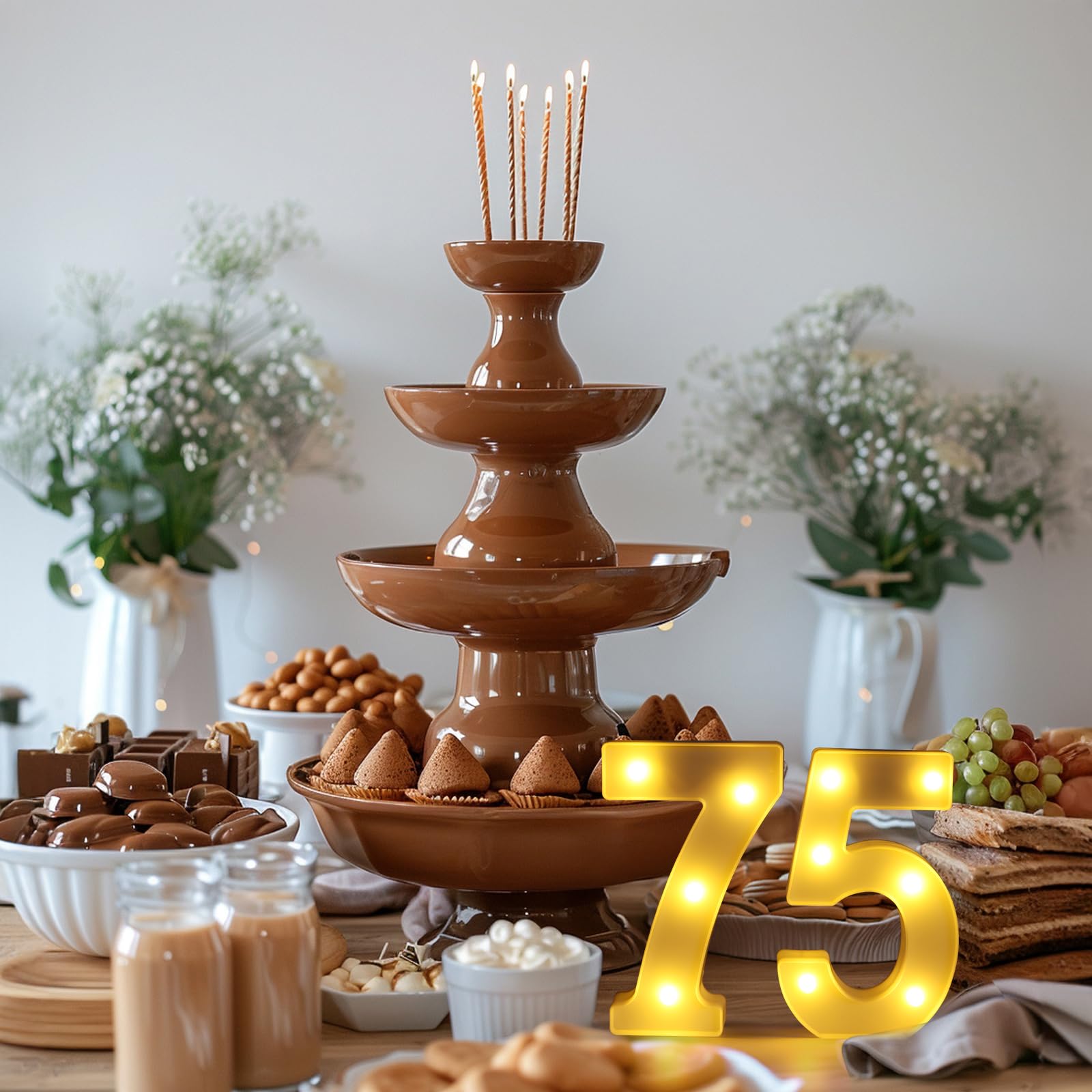 75th Birthday Decorations for Women Men,75 Birthday Decorations for Centerpieces Table,75 Light Up Numbers Sign Led for Party Ba