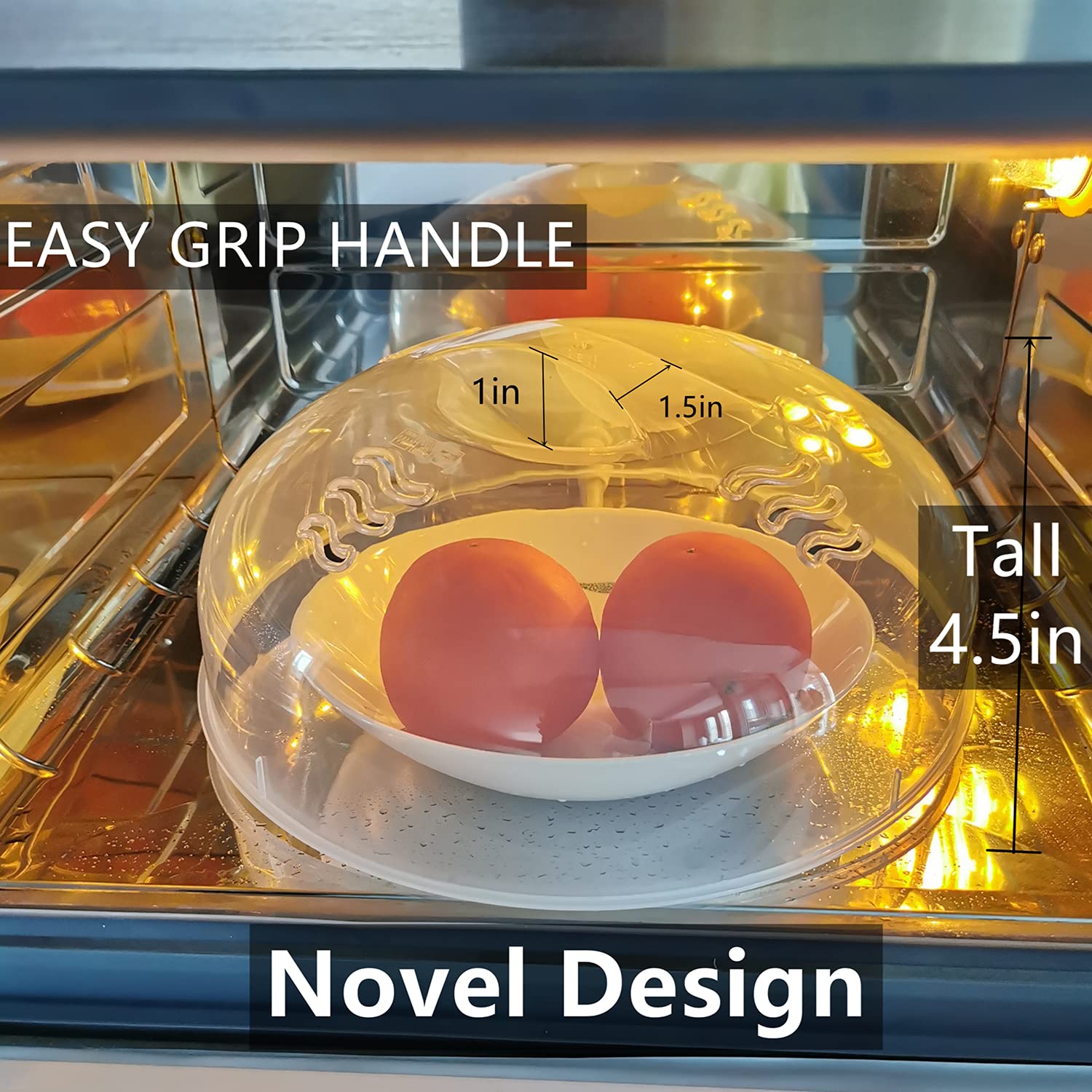 Microwave Splatter Cover For Food Large Microwave Plate Food Cover With Easy Grip Handle Anti-Splatter Lid With Enlarge Perforat