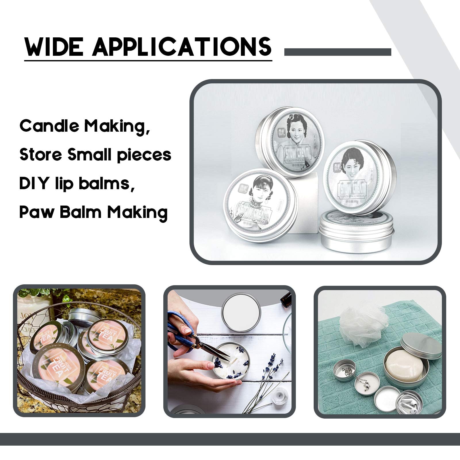 2 Oz/60Ml 24 Pack Aluminum Balm Tins For Pill Storage, Jar Containers With Screw Thread Lid For Lip Balm, Cosmetic, Candles, Alu