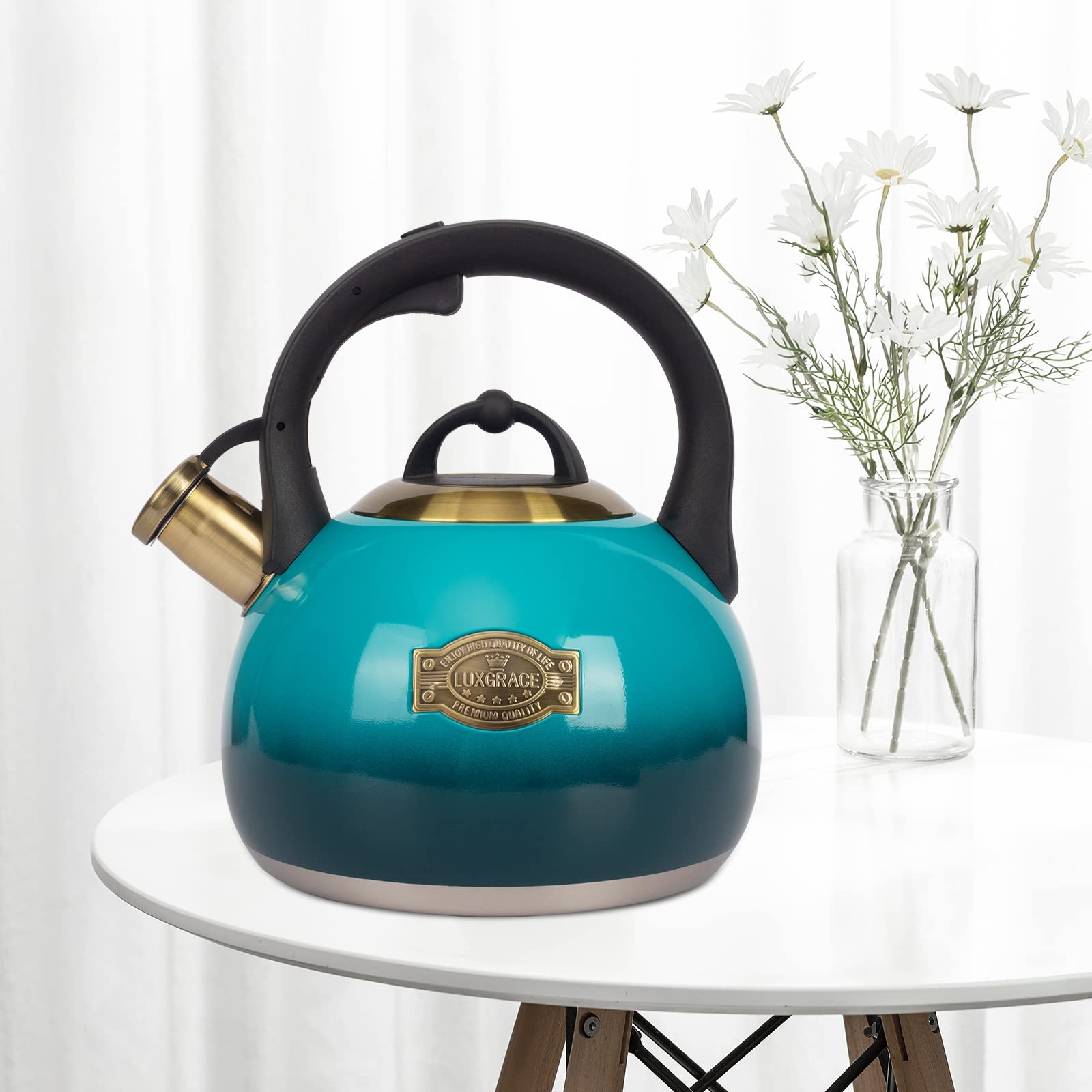 Tea Kettle Stovetop Whistling Kettle Teapot, Food Grade Stainless Steel Teakettle For Stove Top With Heat Proof Ergonomic Handle