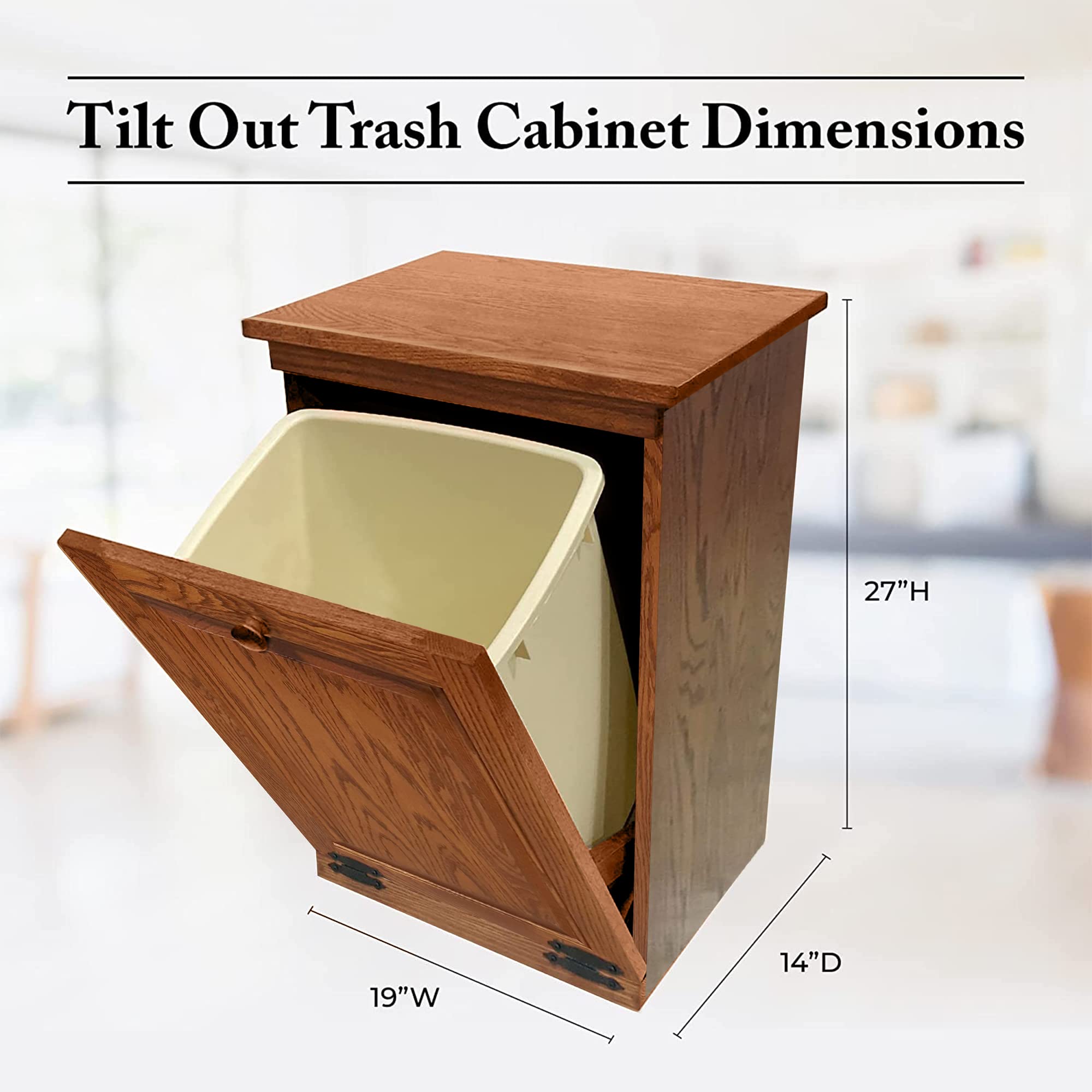 Peaceful Classics Tilt Out Trash Cabinet- Amish Handcrafted Wooden Pull Out Cabinet, Decorative Trash Bin Cabinet For Kitchen, B