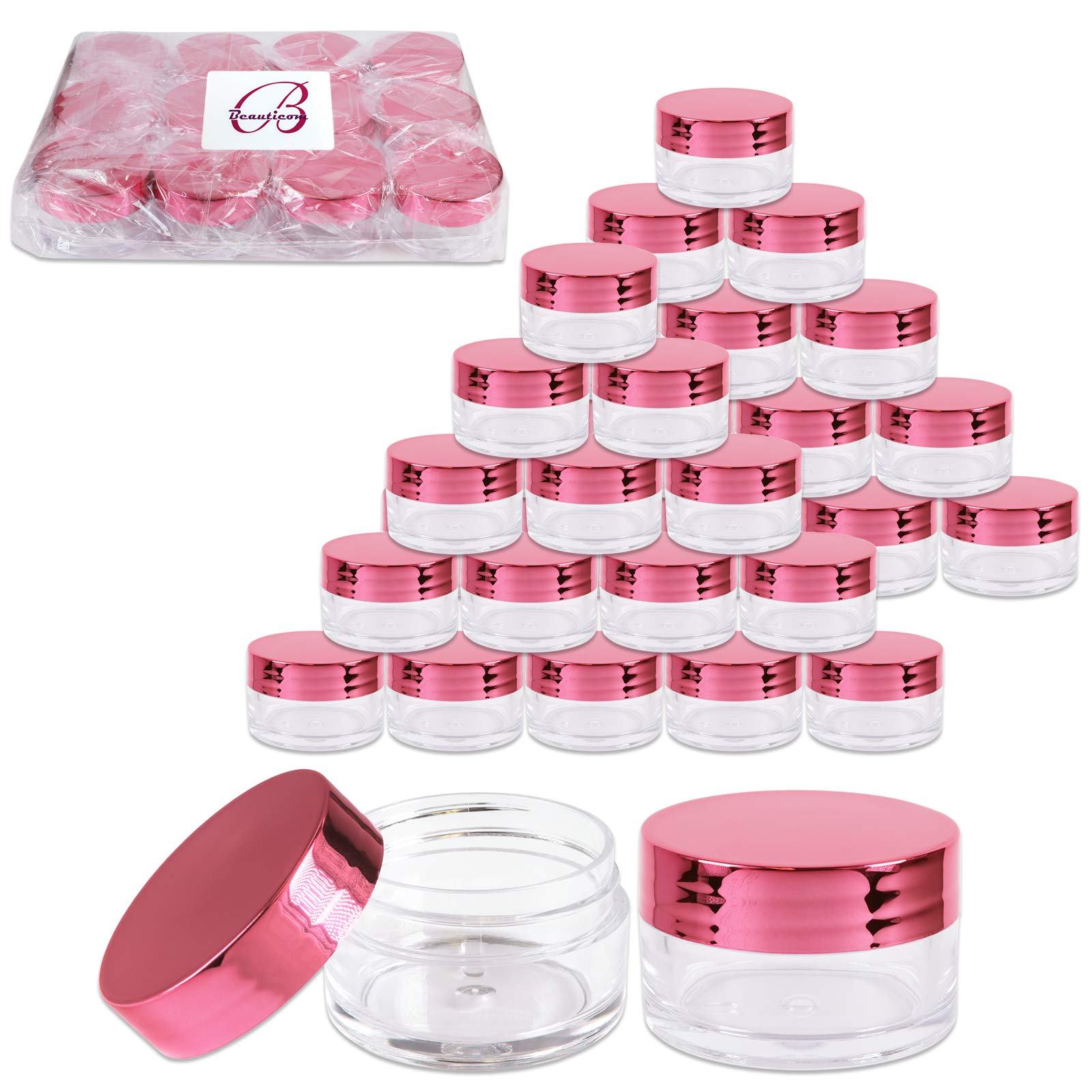 Beauticom 20G/20Ml Usa Acrylic Round Clear Jars With Lids For Lip Balms, Creams, Make Up, Cosmetics, Samples, Ointments And Othe