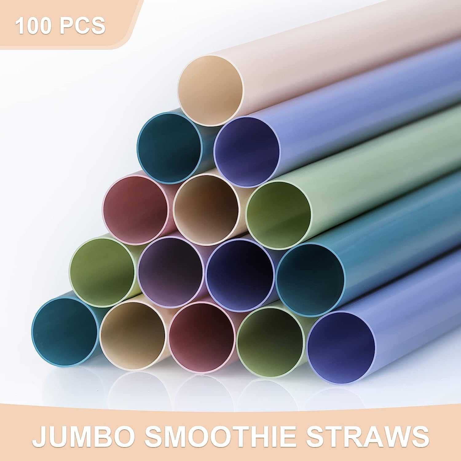100 Pcs Jumbo Smoothie Straws, Disposable Wide Plastic Drinking Straws, Colorful Plastic Straws For Milkshakes, Smoothies, Boba,