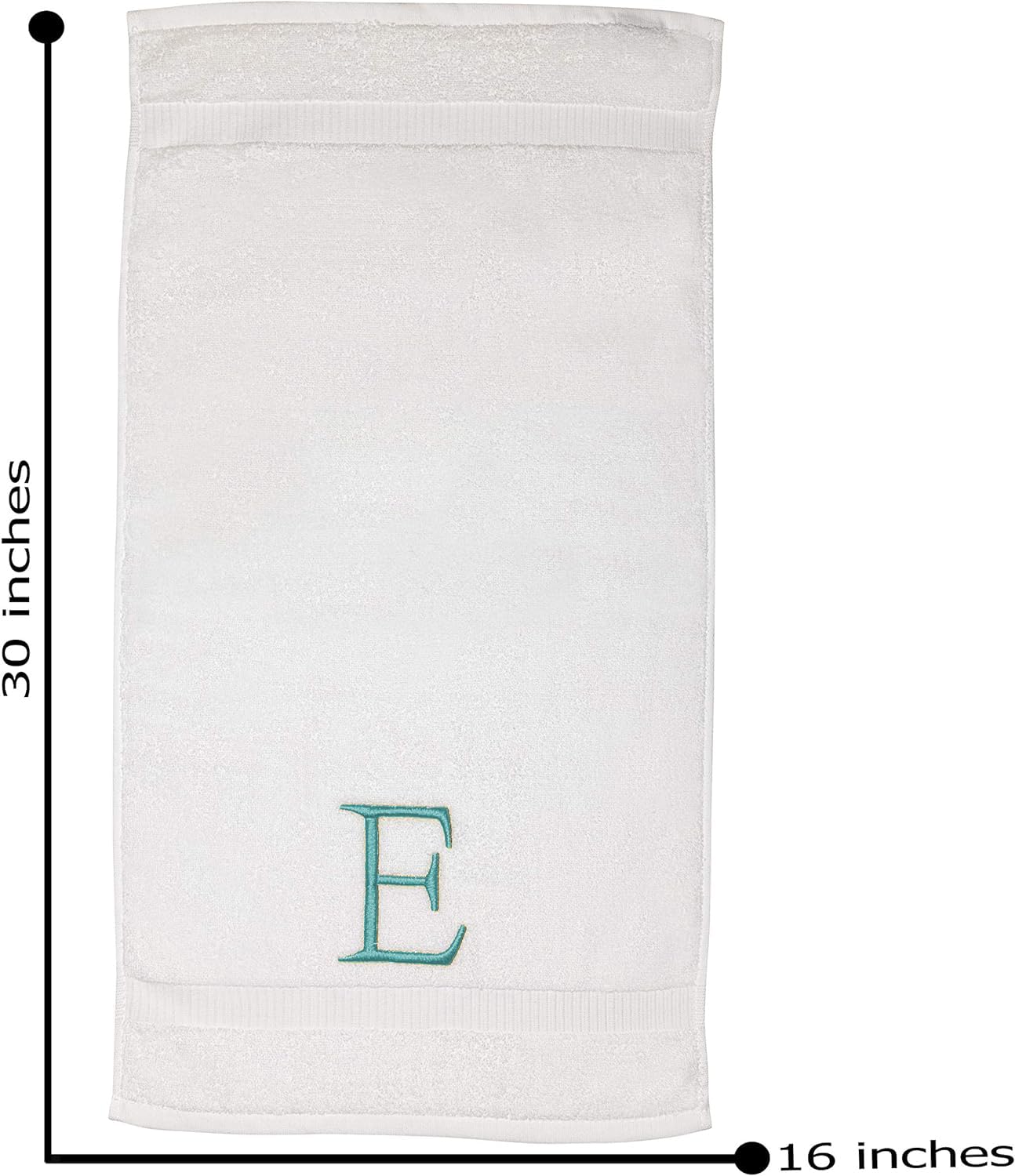 Teal Monogram Hand Towel For Bathroom - Monogrammed Initial Hotel Quality Decorative Embroidered Luxury Towel For Powder Room, S