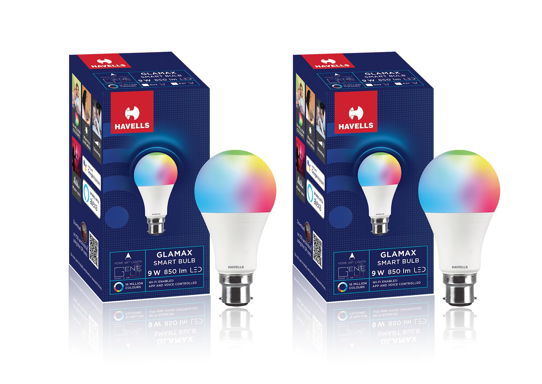 Havells Glamax 9W Led Wifi Smart B22 Bulb|Energy Efficient|Music Sync Function|Compatible With Amazon Alexa And Google Assistant