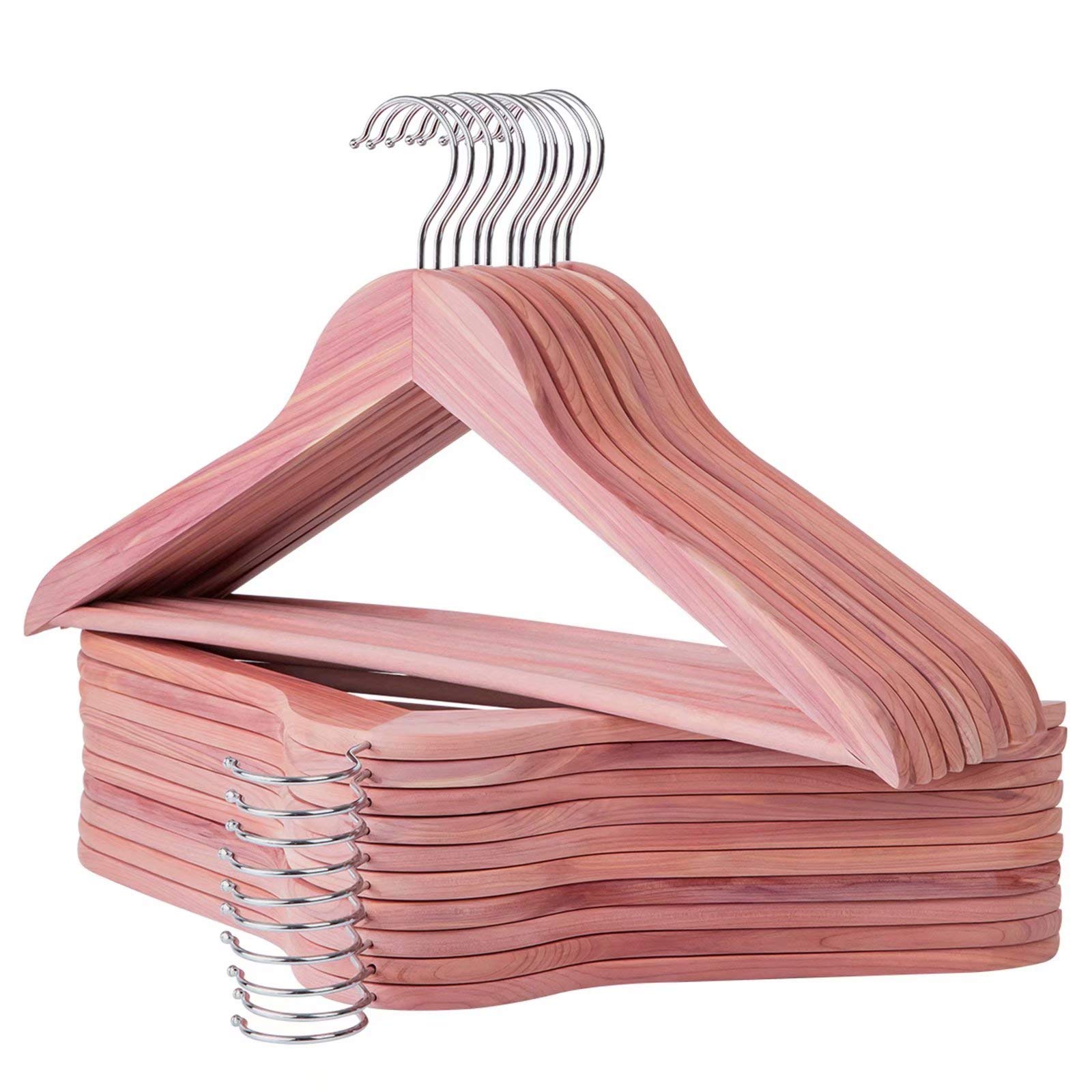 Elong Home Cedar Hangers 30 Pack, American Red Cedar Wood Suit Hangers With 360 Swivel Hook, Smooth Surface Slim Cedar Wood Coat