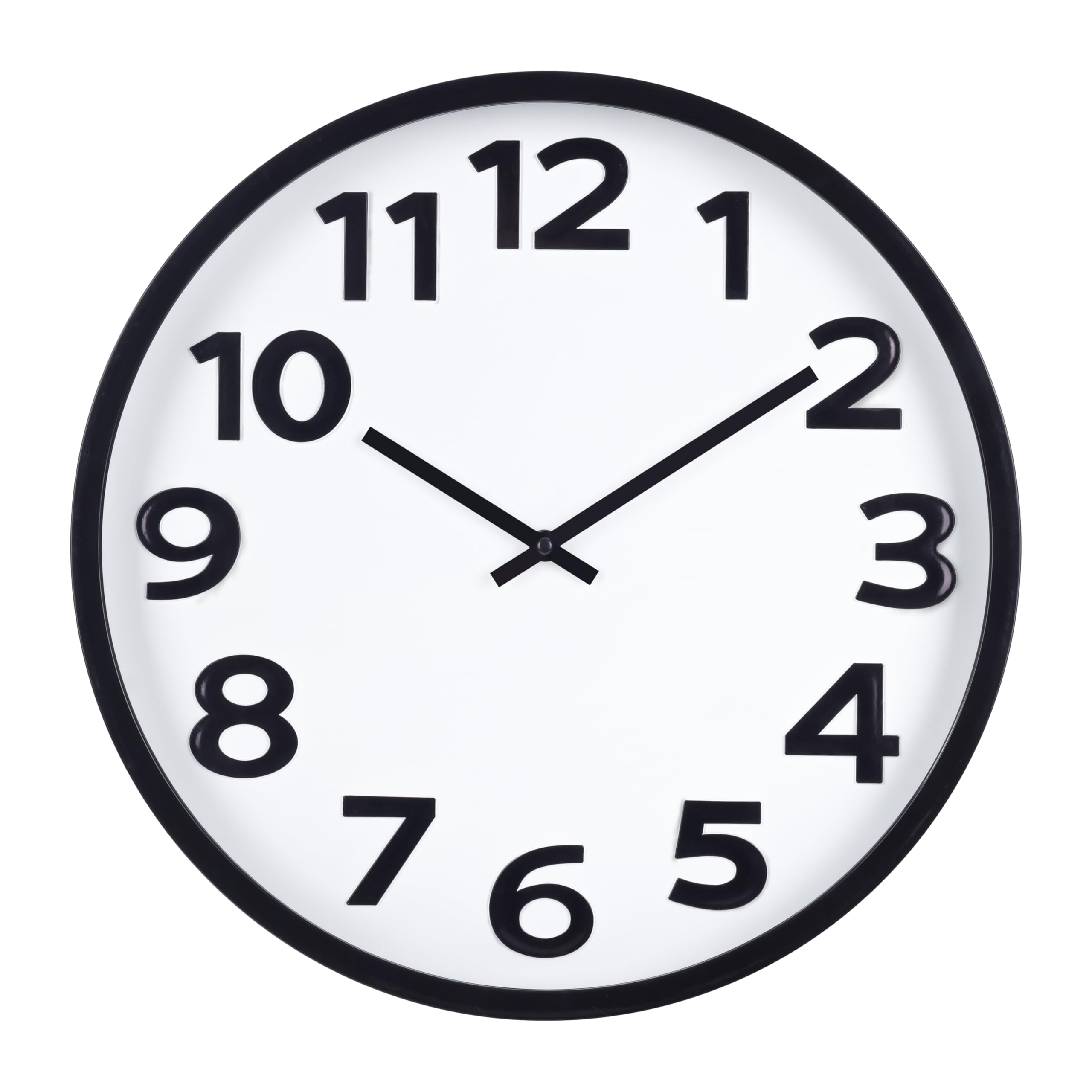 Large Wall Clock 16 Inch Silent Non-Ticking Modern Big Number Wall Clocks Battery Operated For Living Room Kitchen Office(Black)