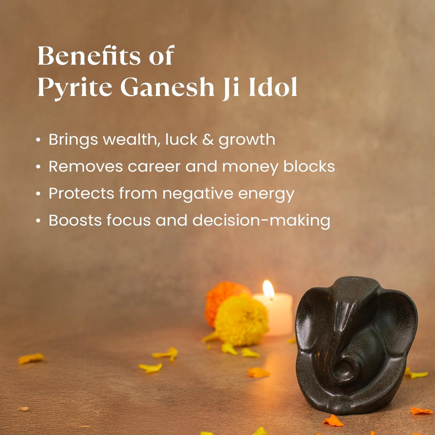 Astrotalk Pyrite Ganesha Ji Murti | Ganesh Idol for Wealth, Prosperity & Positivity | Ganesh Idol for Home Decor & Car Dashboard | Powerful Pyrite Ganesha Idols for New Beginnings & Energy Balance