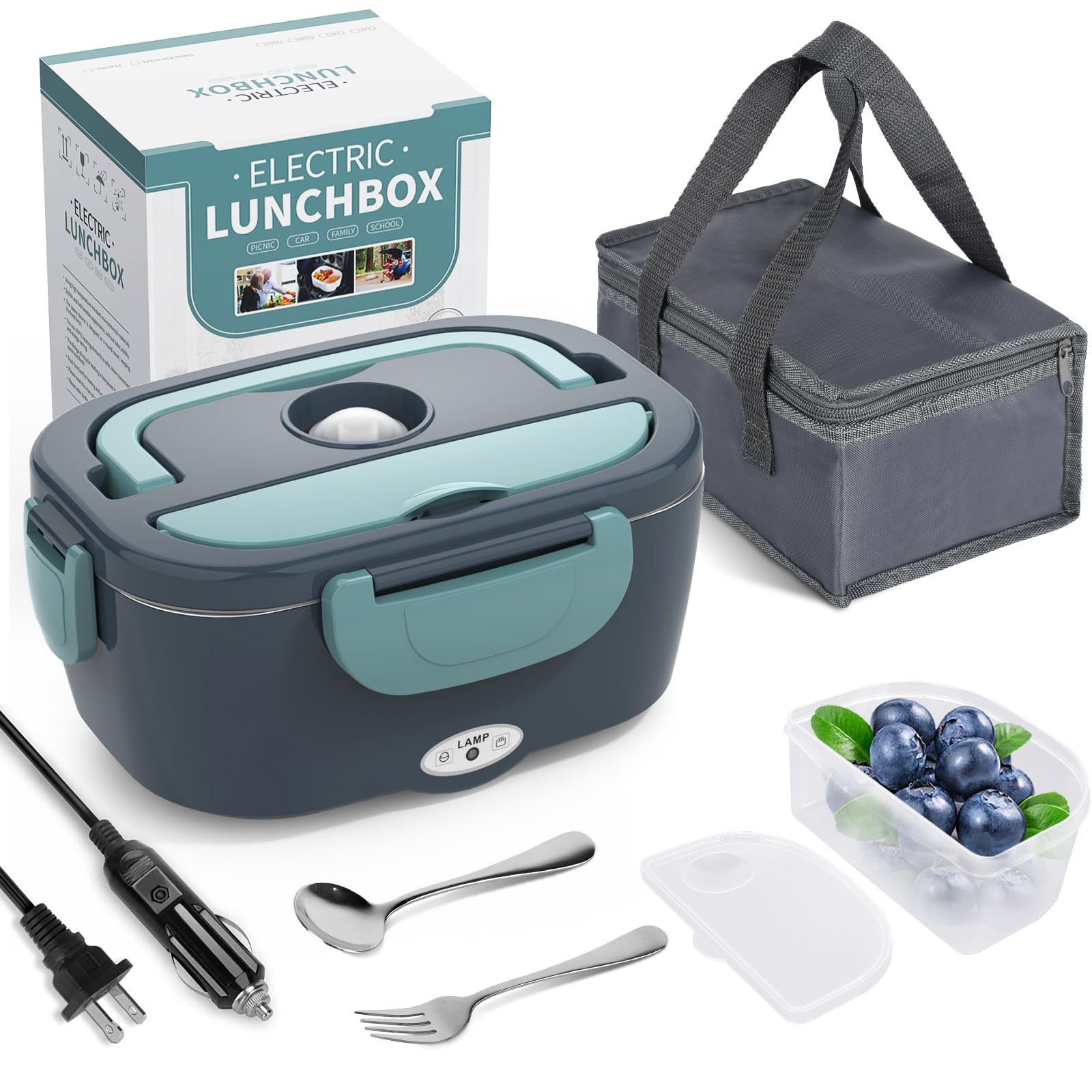 Herrfilk Electric Lunch Box Food Heater 100W, 4 In 1 Ultra Quick Heated Lunch Boxes For Adults 12V/24V/110V/220V Portable Food W