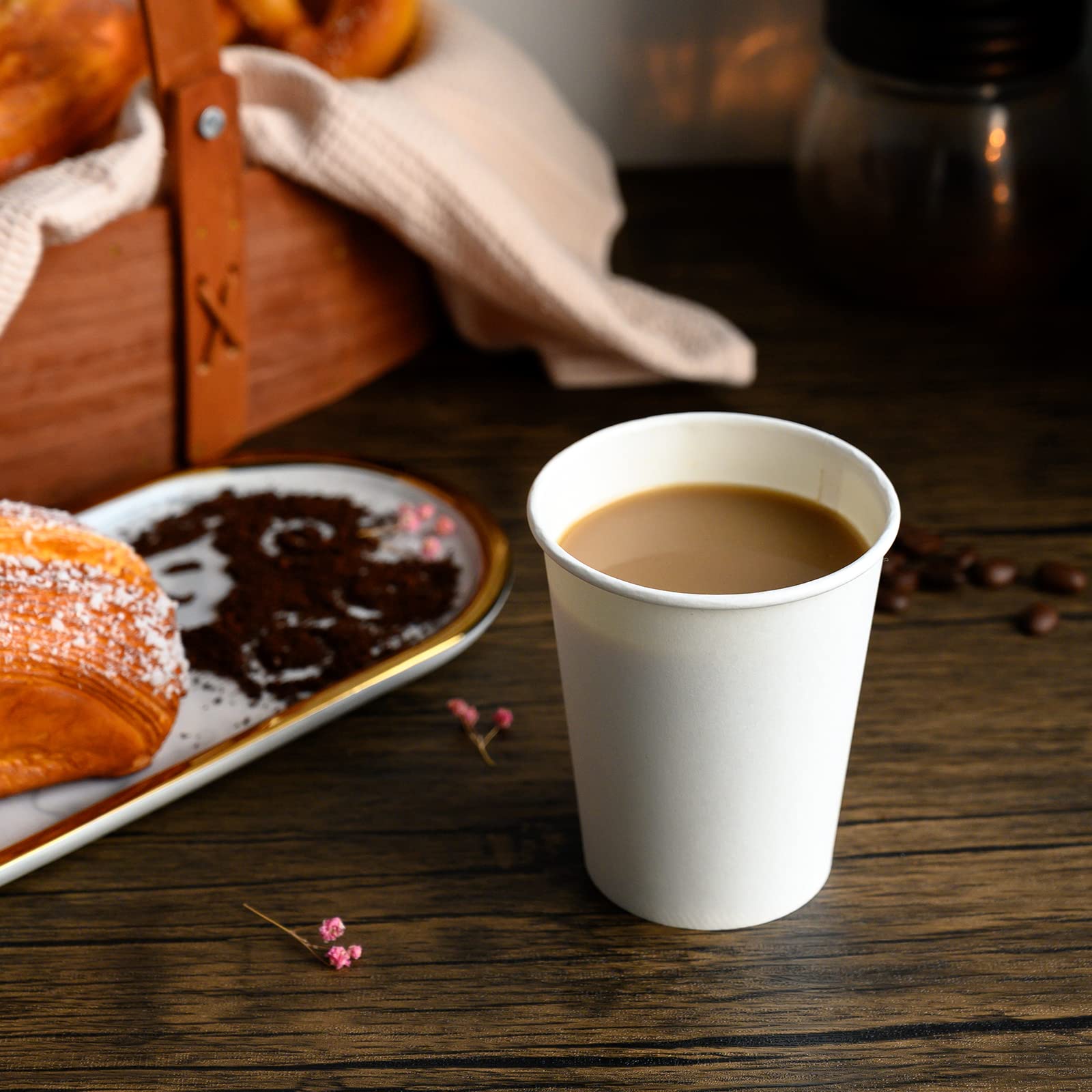 RACETOP Hot Paper Coffee Cups 12 Oz [1000 Pack]  Disposable Coffee Cups 12 Oz  Upgraded Weight Of Paper  White