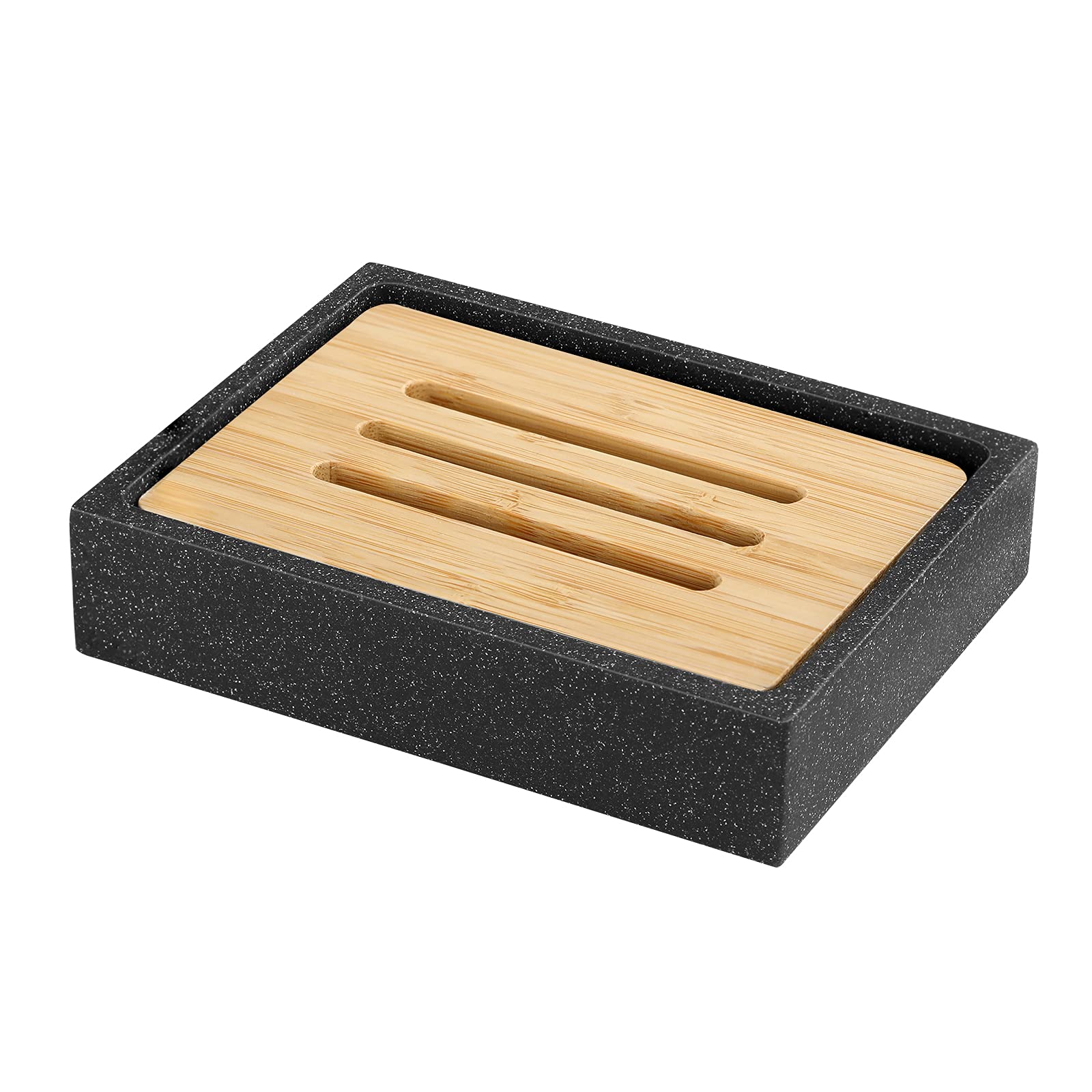 Luxspire Soap Dish Tray, Resin Soap Dish, Bamboo Soap Bar Holder Box For Shower Kitchen Sink, Double Layer Draining Soap Contain