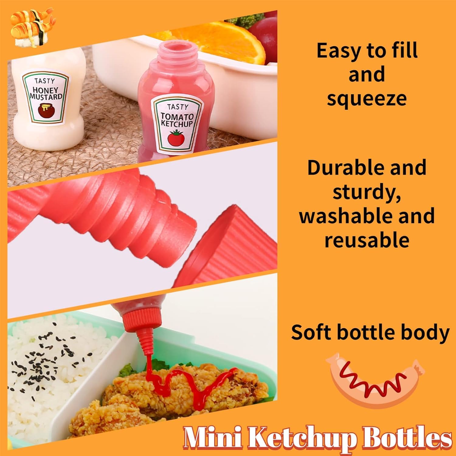 Puthak Portable Mini Squeeze Condiment Dispenser Bottle With Screw Cap For Ketchup, Honey, Salad, Soya Sauces Bbq Home Kitchen U