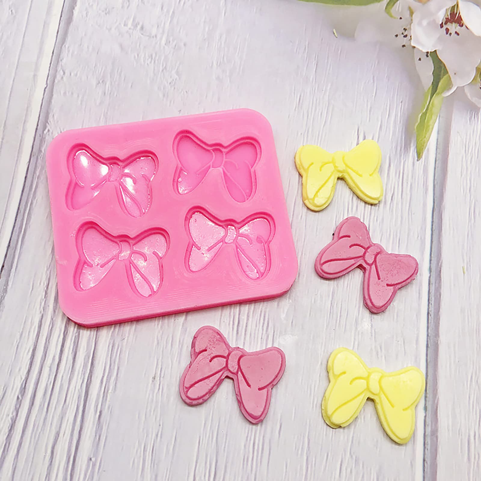 2Pcs Mouse Bows Silicone Molds For Cake Cupcake Decoration, Bowknot Cartoon Butterfly Tie Fondant Mold For Diy Candy Chocolate P
