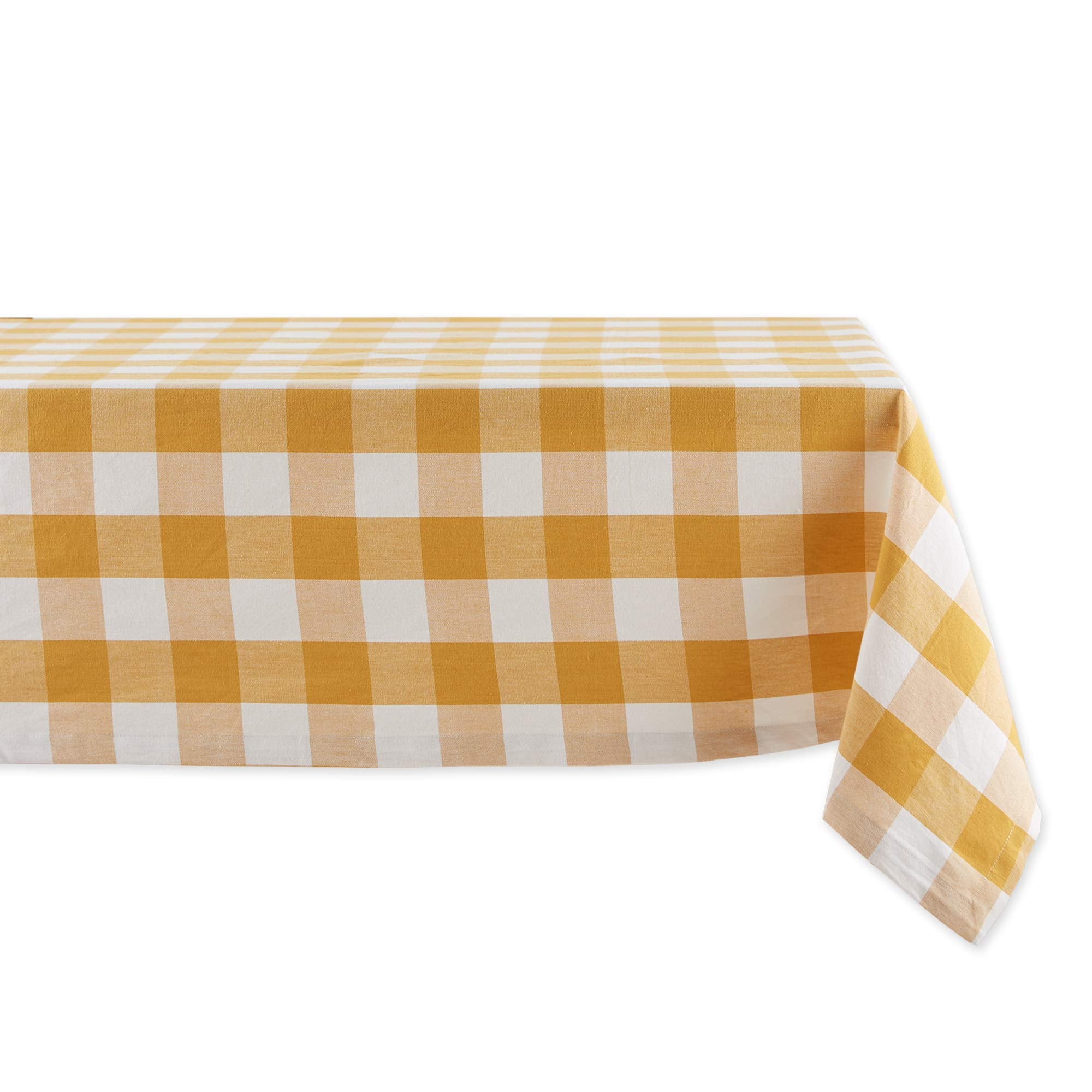 Dii Buffalo Check Collection, Classic Farmhouse Tablecloth, Tablecloth, 52X52, Honey Gold