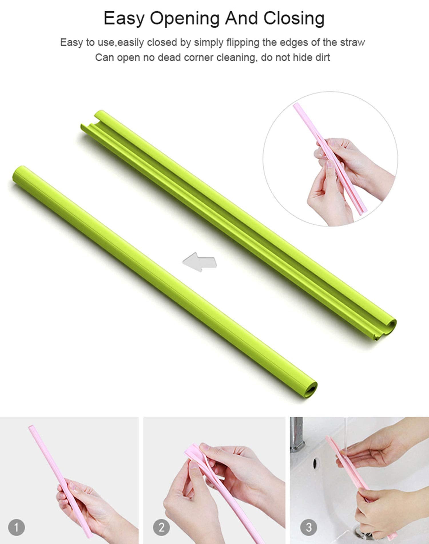 Reusable Silicone Drinking Straws Openable & Washable Silicone Straws Easy To Clean,Straight Smoothie Straws Reusable Bpa Free F