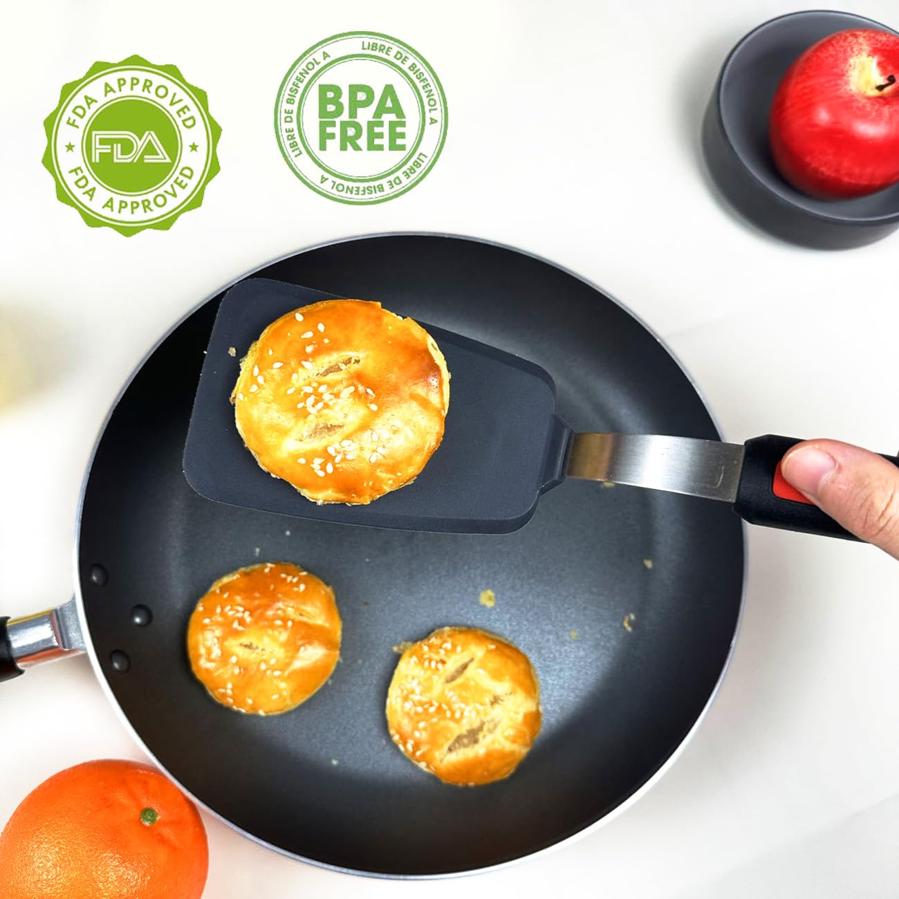 Klaqqed 4Pcs Spatula Silicone Heat Resistant Flexible Rubber Silicone Spatulas For Nonstick Cookware, Burger Pancake Spatula Tur