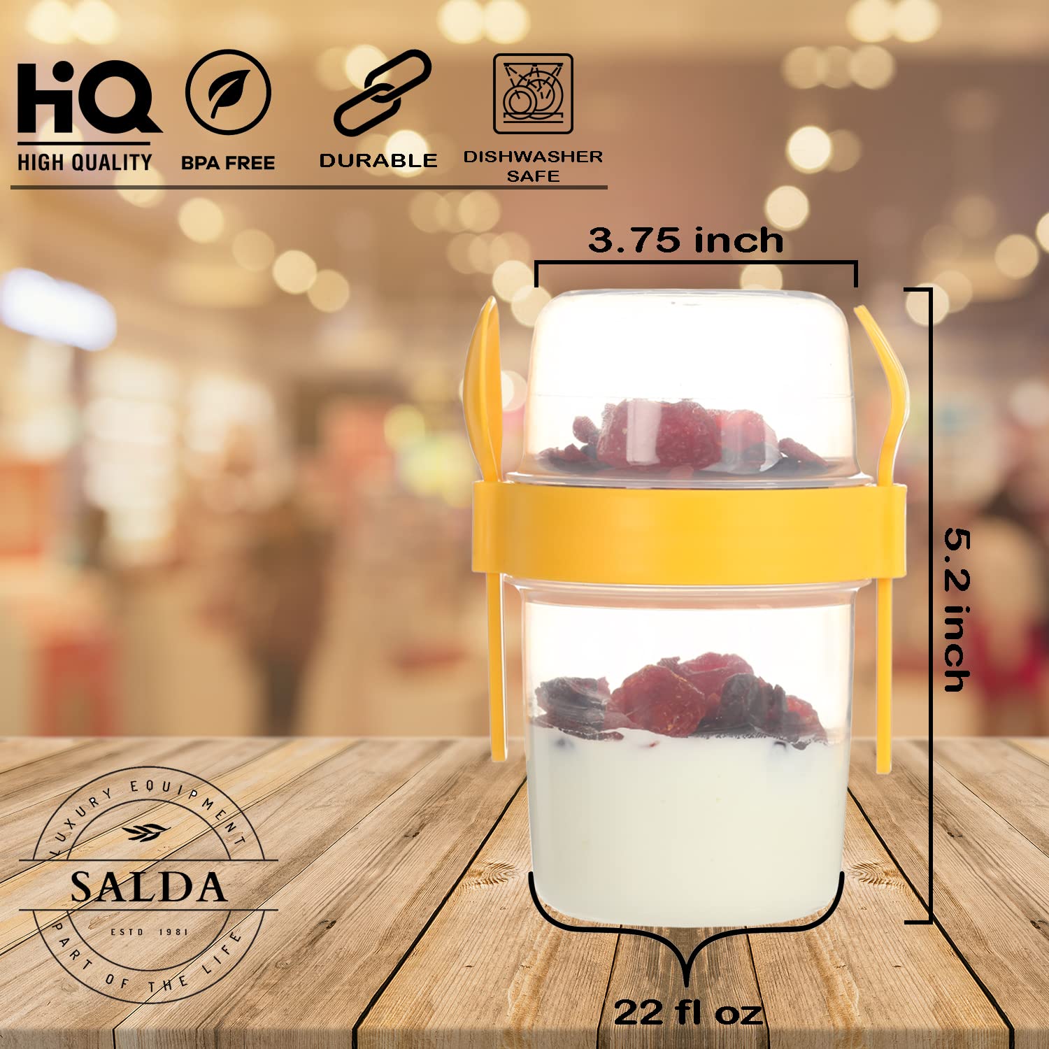 Salda 4 Pack 22 Oz Breakfast On The Go Cups, Take And Go Yogurt Cup With Topping Cereal Cup With Spoon And Fork, Overnight Oats