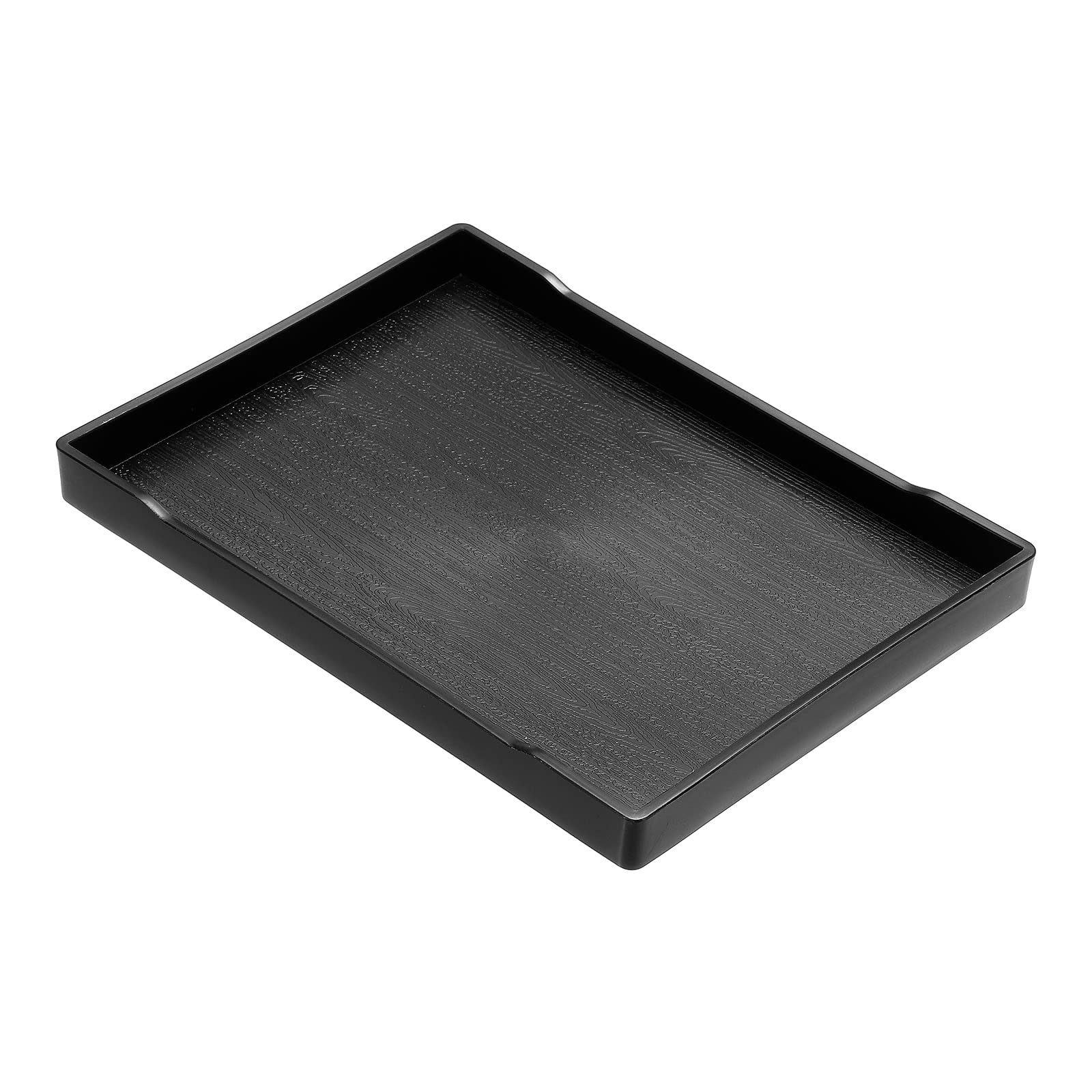 Patikil 10X7 Fast Food Tray, Plastic Reusable Recyclable Multi-Purpose Rectangle Serving Tray For Restaurant Home Kitchen, Black