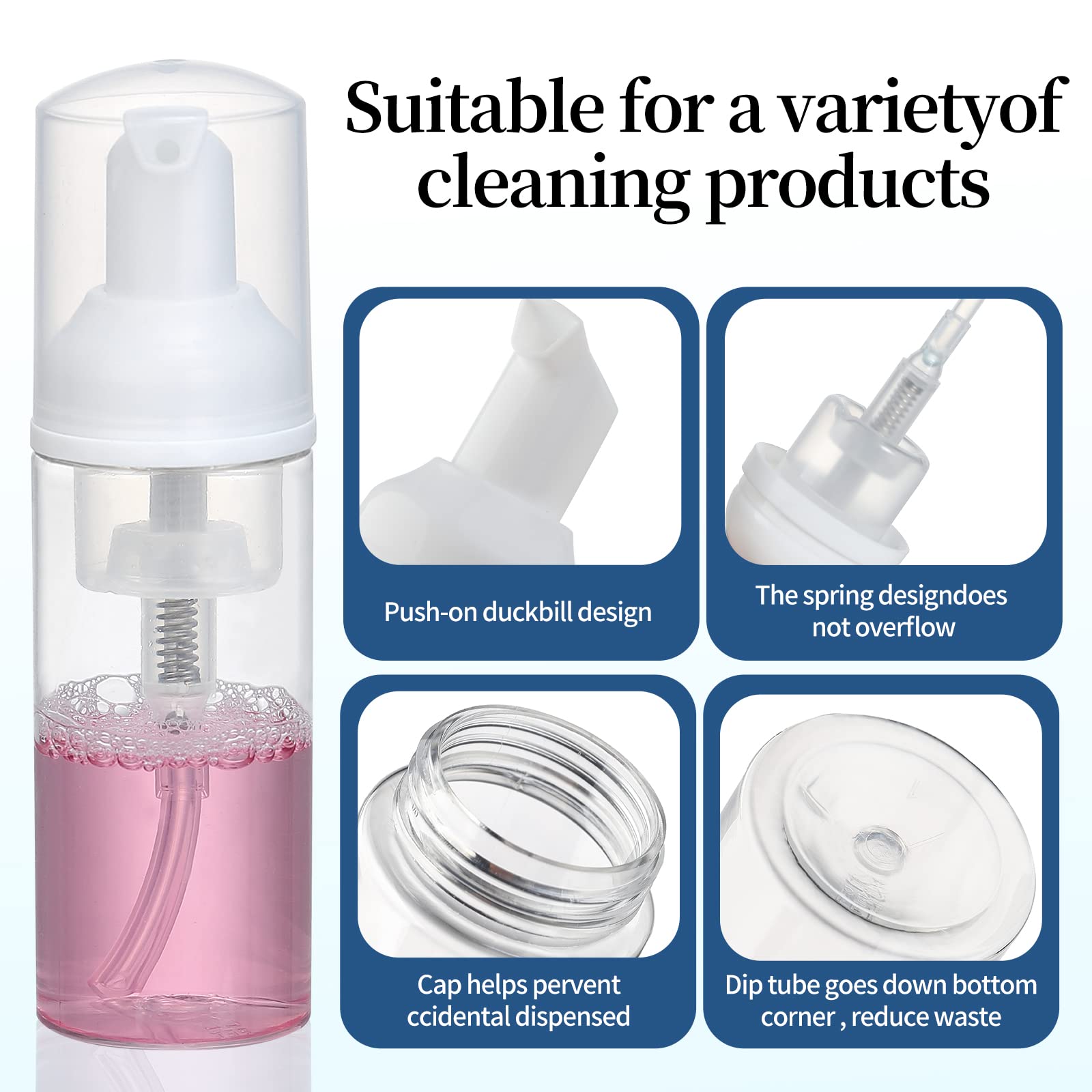 Glisun 36 Pcs 2Oz Empty Foam Soap Dispensers Bottle Mini Lash Cleanser Bottles Refillable Cleaning For Shampoo Lotion Hand Sanit