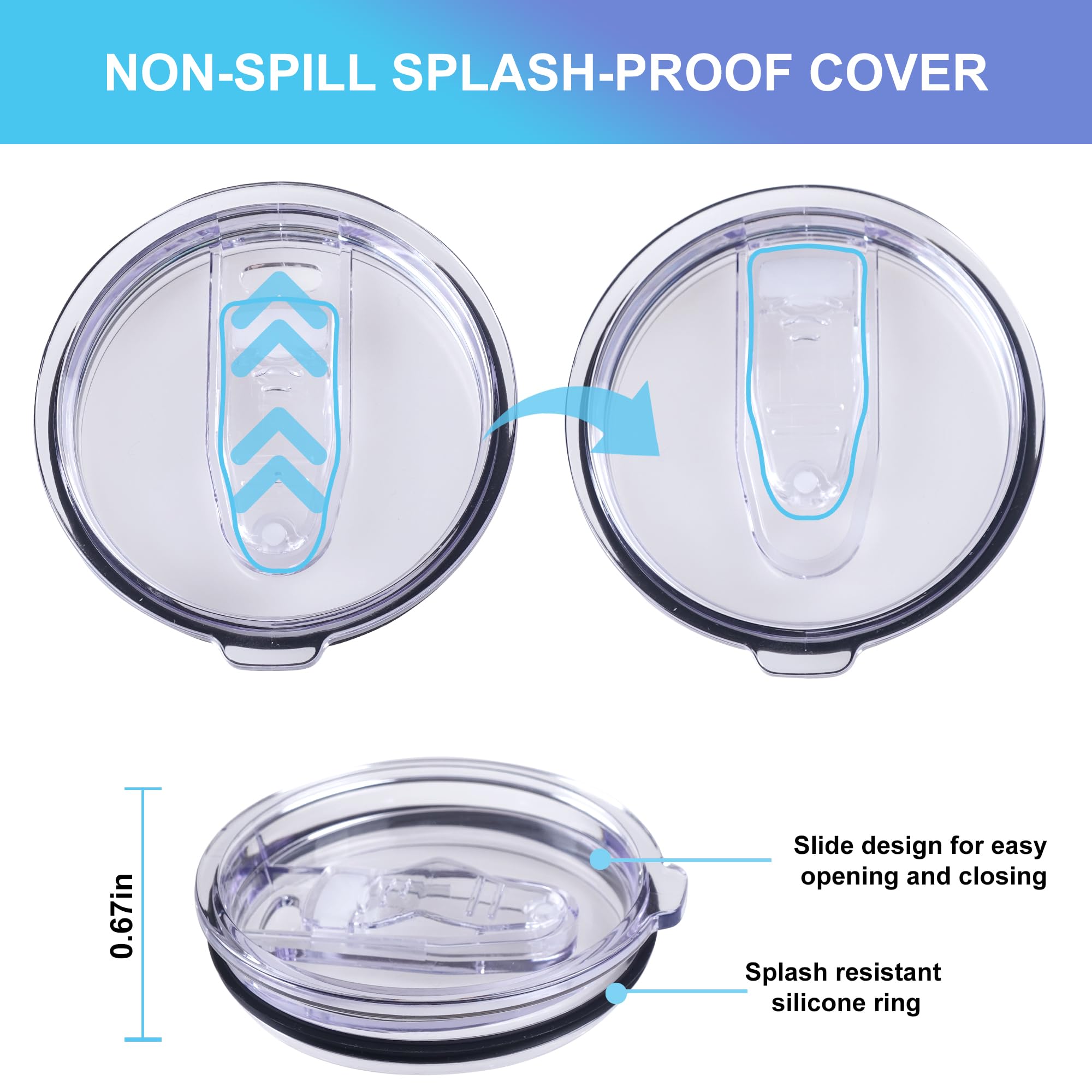 Aicmei 2 Replacement Lids For Stainless Steel Tumbler Travel Cup - Fits Of Inner Diameter 3.15 To 3.2 Inch And Others (20 Oz)