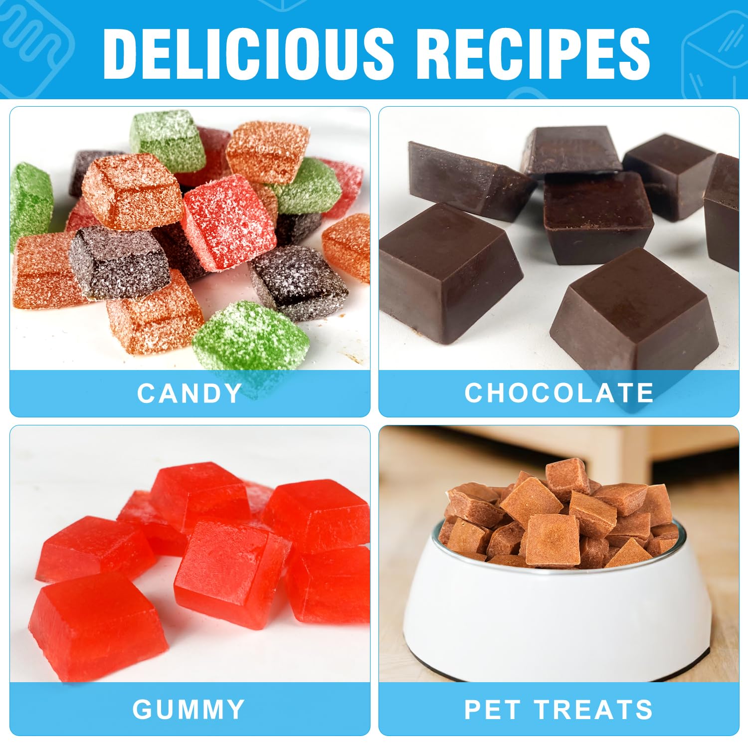 Mini Square-Terrace Silicone Candy Molds 50 Cavities - Walfos Non Stick Silicone Chocolate Molds, Silicone Molds For Candy, Choc