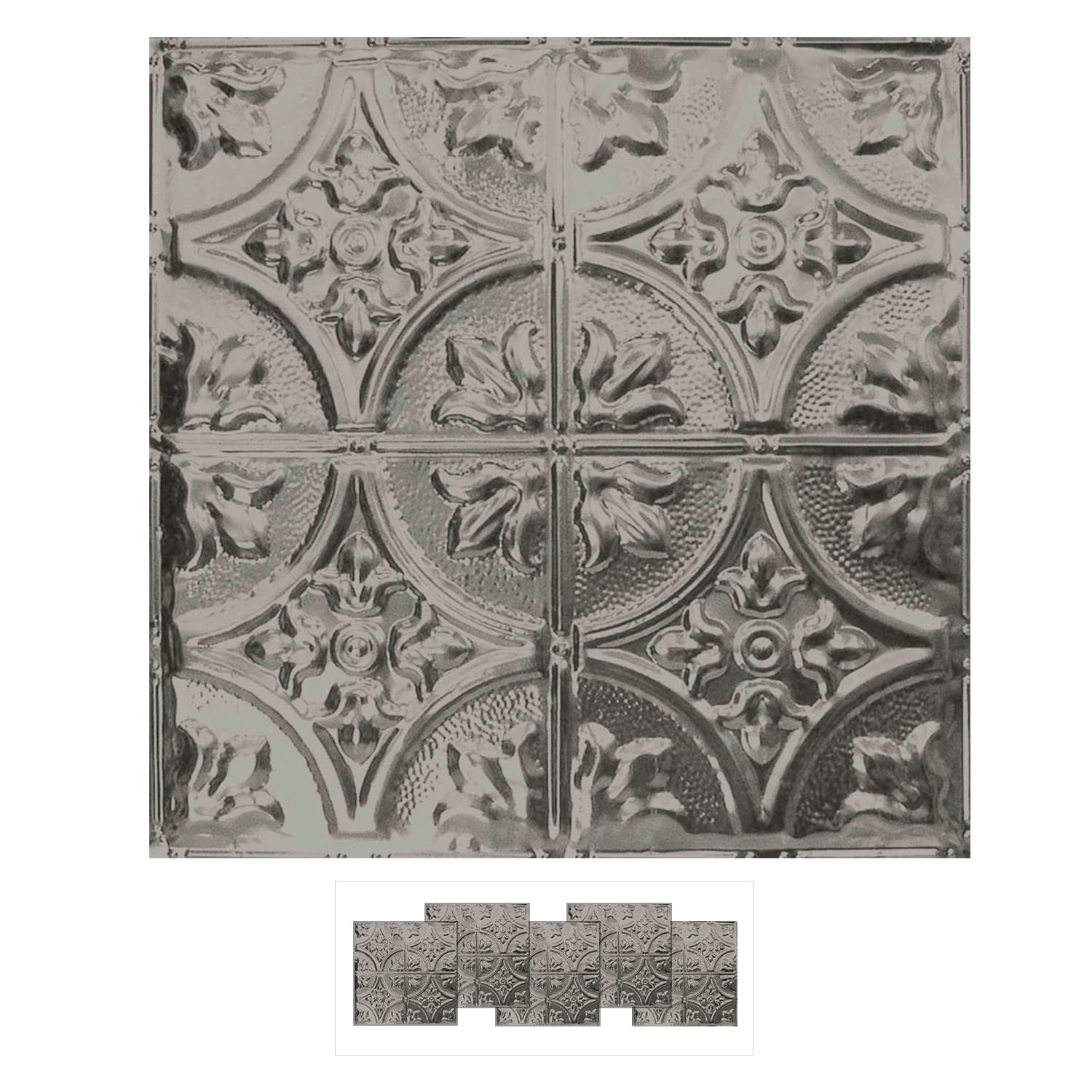American Tin Ceilings [5-Pack Kit] Nail-Up Metal Tiles in Pattern #2 Nail-Up and Color Unfinished. 24 x 24 [20 sq ft] Genuine Ti