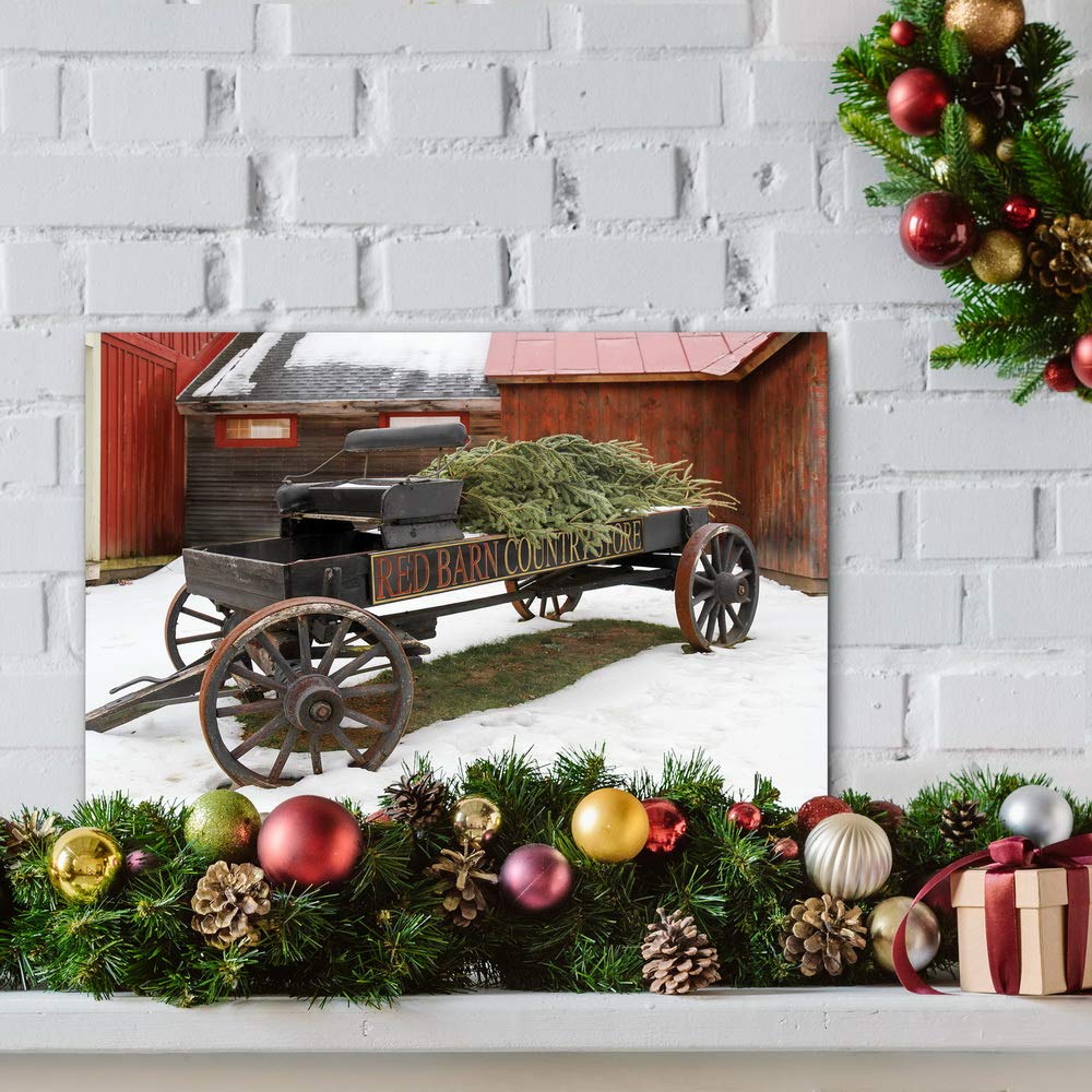 Renditions Gallery Canvas Wall Art Modern Paintings & Prints Decor Red Barn Christmas Wagon Rustic Glam Festival Wall Hanging Ar