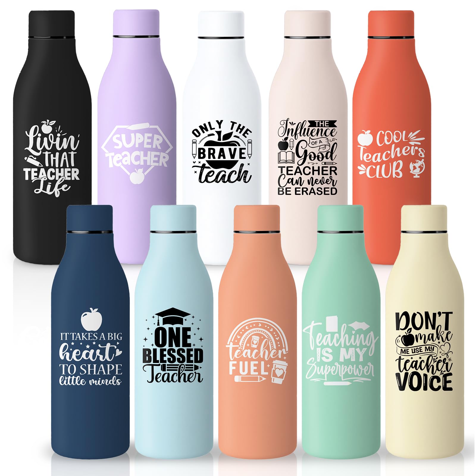 LemonRoad 10 Pack Teacher Appreciation Gifts Bulk End of Year Teachers Week Thank You Gift 17oz Stainless Steel Water Bottles Tu