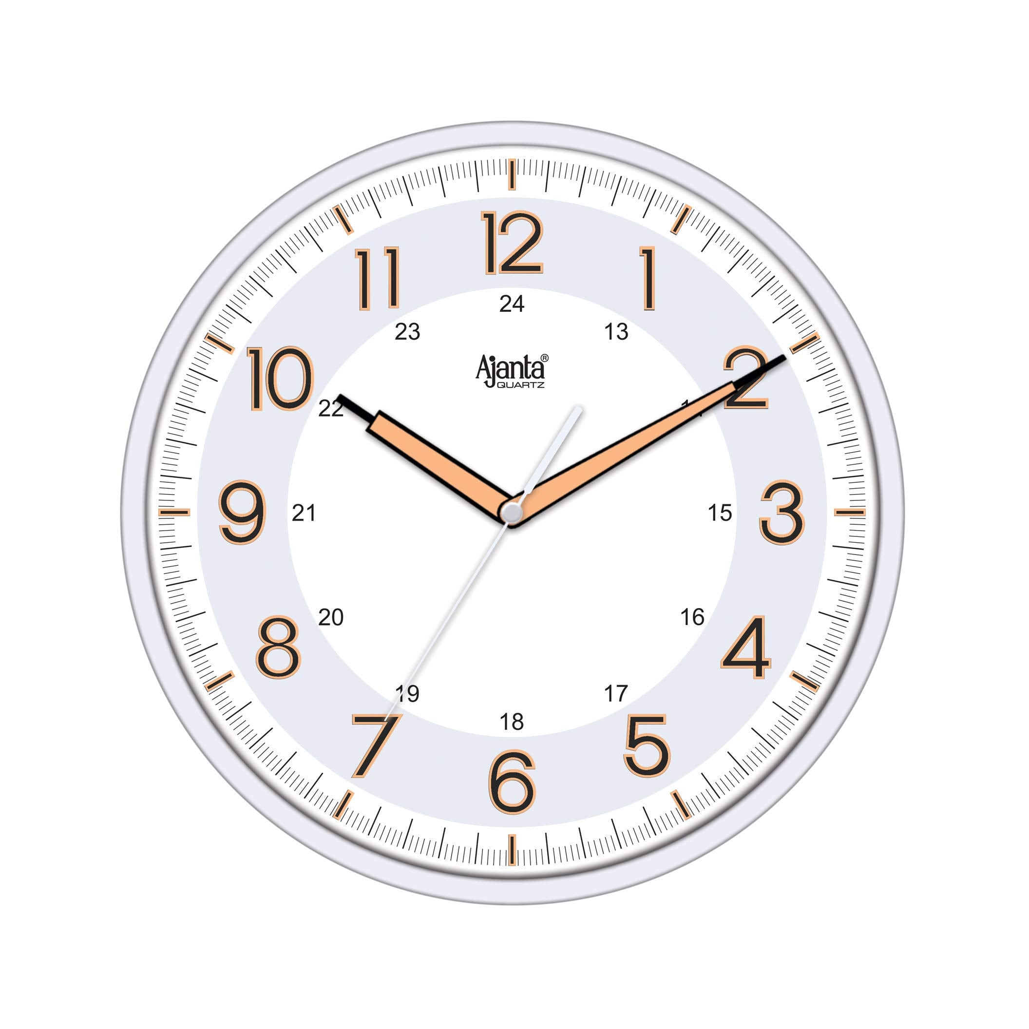 Ajanta 12 Inches Silent Sweep Radium Analog Wall Clock - Night Glow, White Dial - 30X30 Cm (P. White)