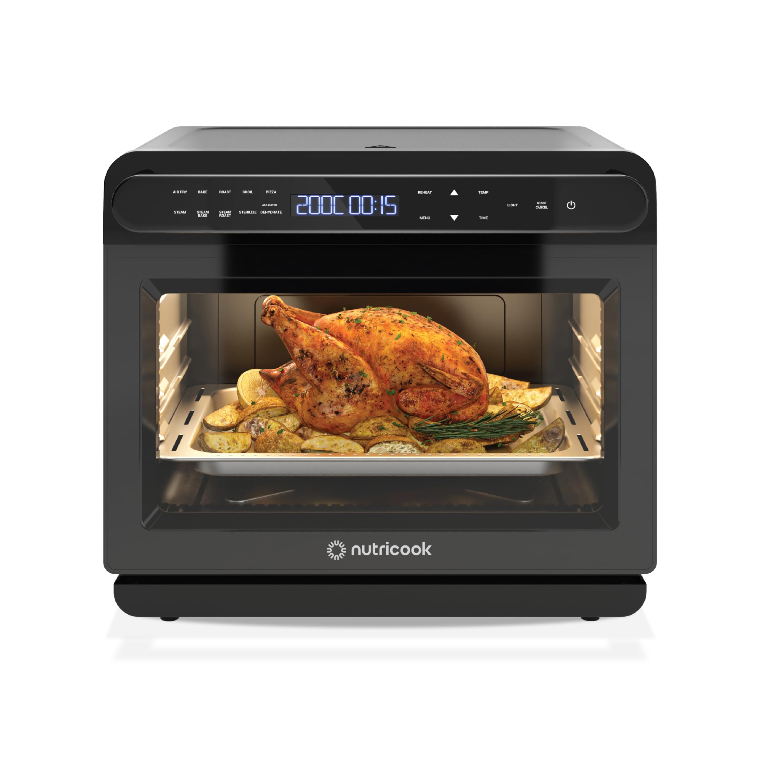 Nutricook Steami X 24L Black (Steam + Air Fryer Oven) With 10-In-1 Functions Like Steam Cook, Steam Roast, Air Fry, Bake, Steril