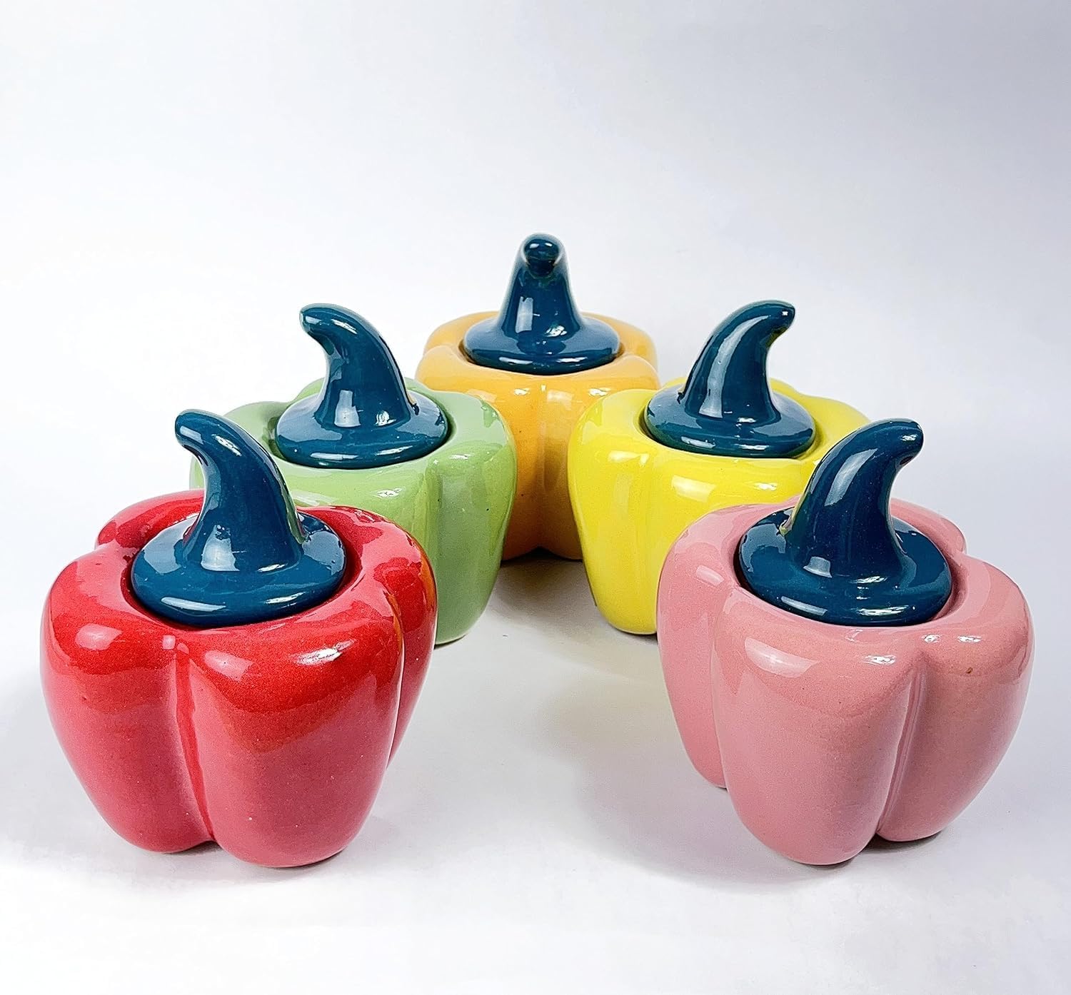 The Indian Home Ceramic Capsicum Decorative Jar For Kitchen Storage | Container For Dining Table | Achaar, Jam, Spices, Chutney,