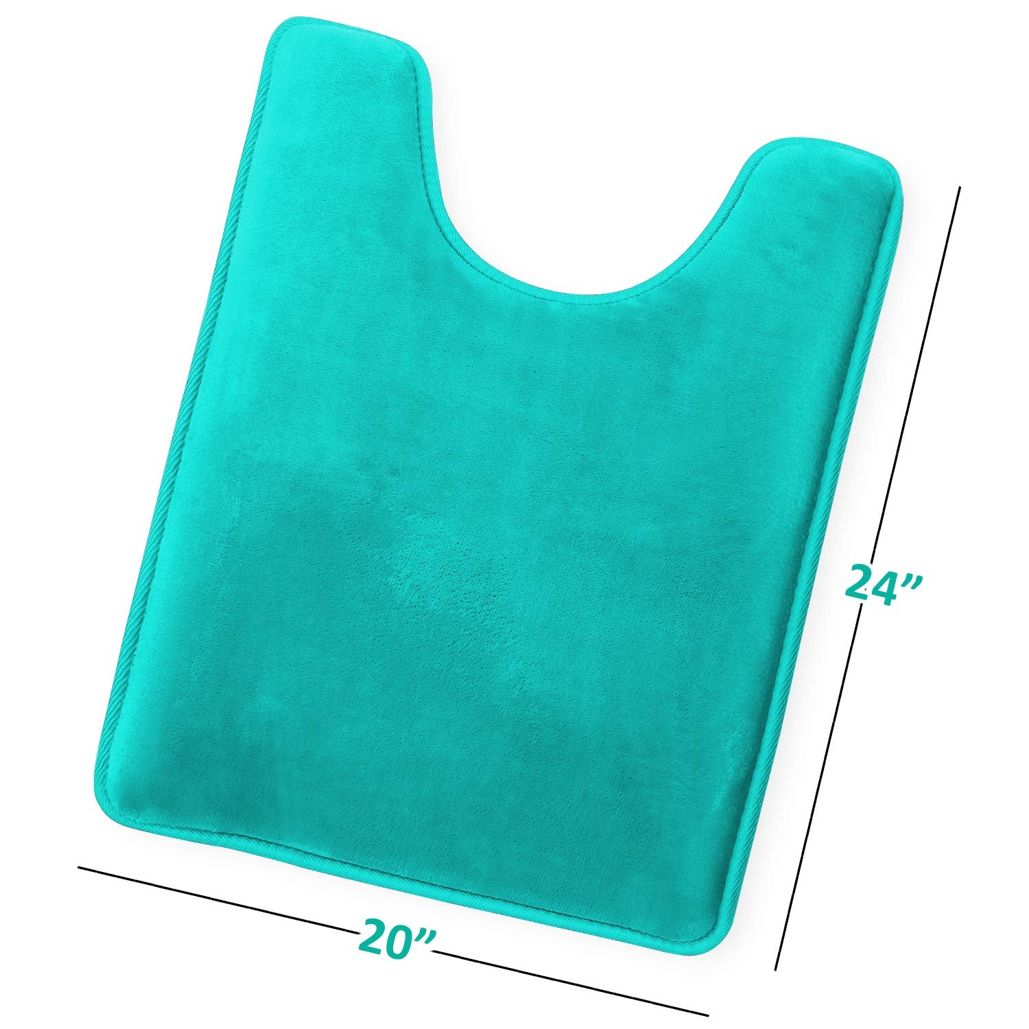 Clara Clark Bath Mat - Memory Foam Bath Mat - Soft Bathroom Rug - Non Slip and Super Absorbent - Fast Drying Machine Washable Bath Mat - Contoured Round for Toilet - Teal - 19 x 24