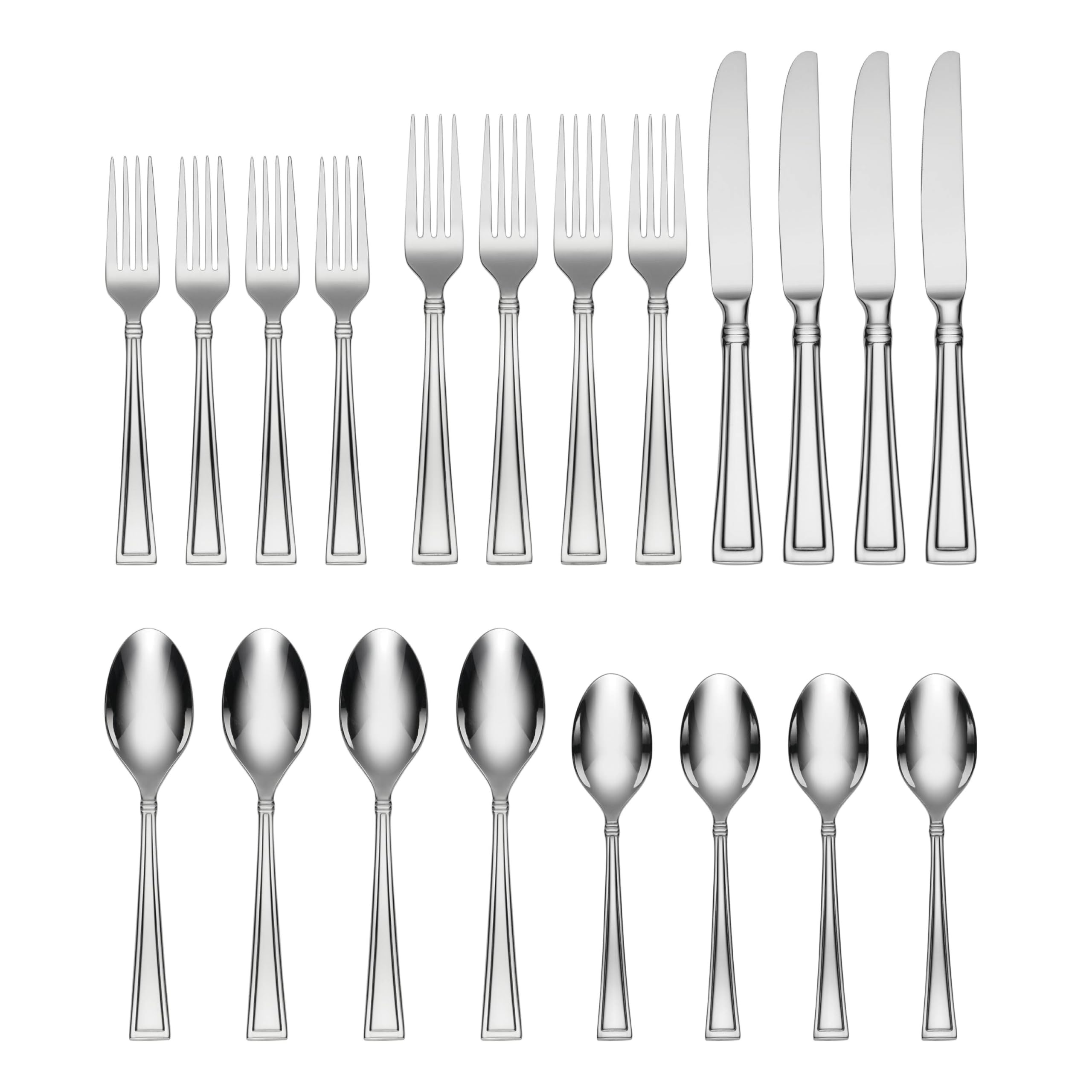 Oneida Butler 20 Piece Everyday Flatware, Service For 4, 18/0 Stainless Steel, Silverware Set