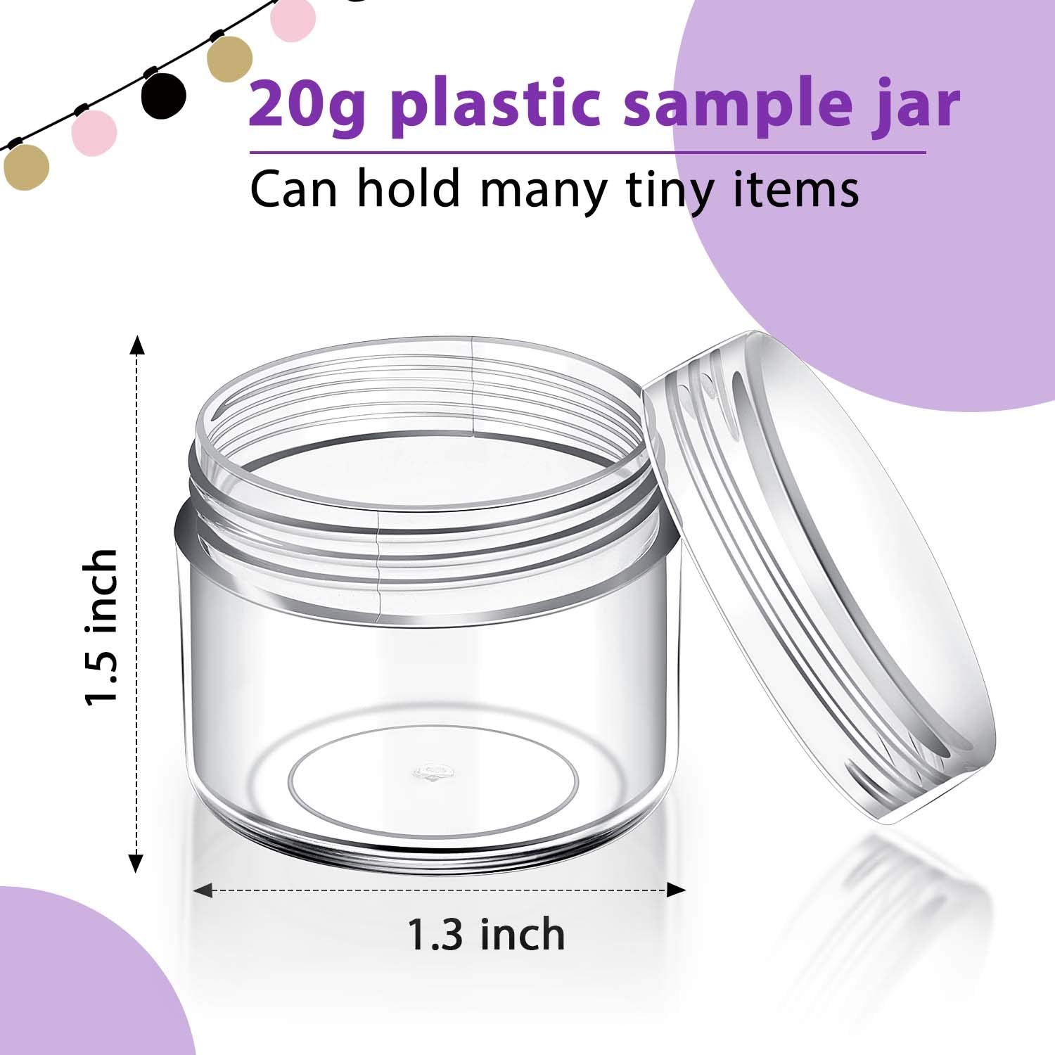 50 Pieces 20G Empty Clear Plastic Pot Jars With Lids Round Cosmetic Sample Containers Mini Travel Jars For Storage Of Creams Lip
