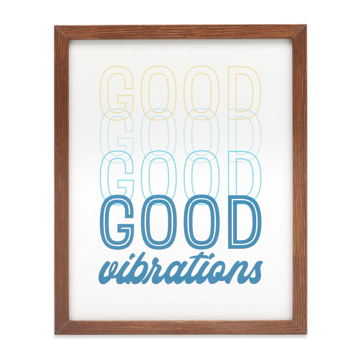 Good Vibrations Framed Wood Wall Decor - Retro Vibe Wall Art For Bedroom, Living Room Or Beach House