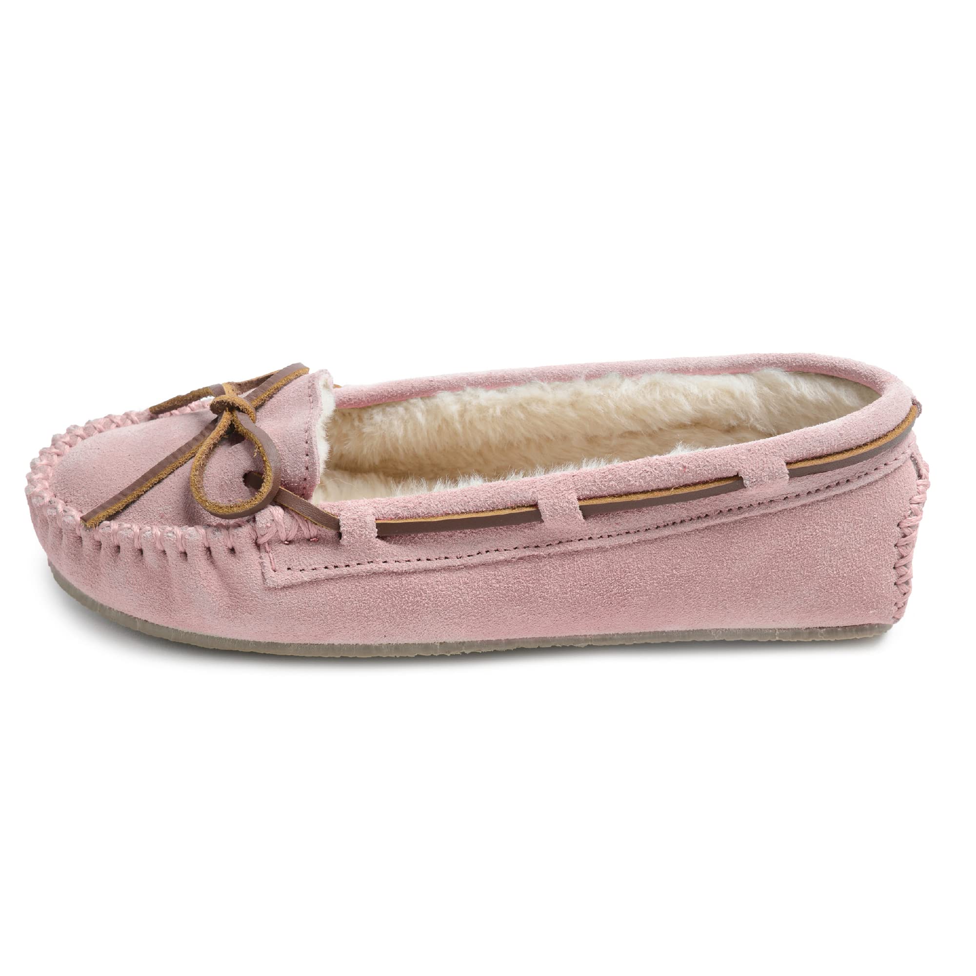 Minnetonka Womens Cally Moccasin Slippers, Pink Blush, 8 W Us