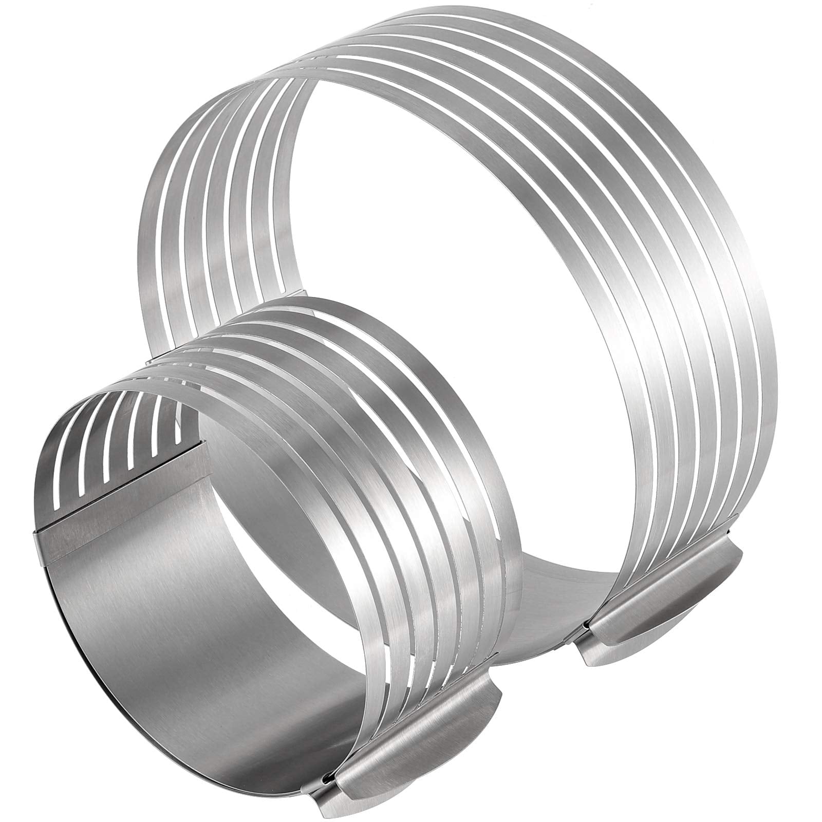 Kohand 2 Pack Cake Slicer, Stainless Steel Cake Cutter Leveler 7-Layer 6-8 Inch / 9-12 Inch Adjustable Cake Ring Molds For Bakin