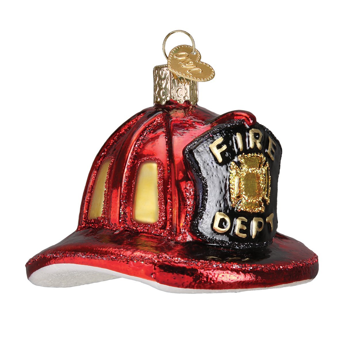Old World Christmas Ornaments: Firemans Helmet Glass Blown Ornaments for Christmas Tree (32225)