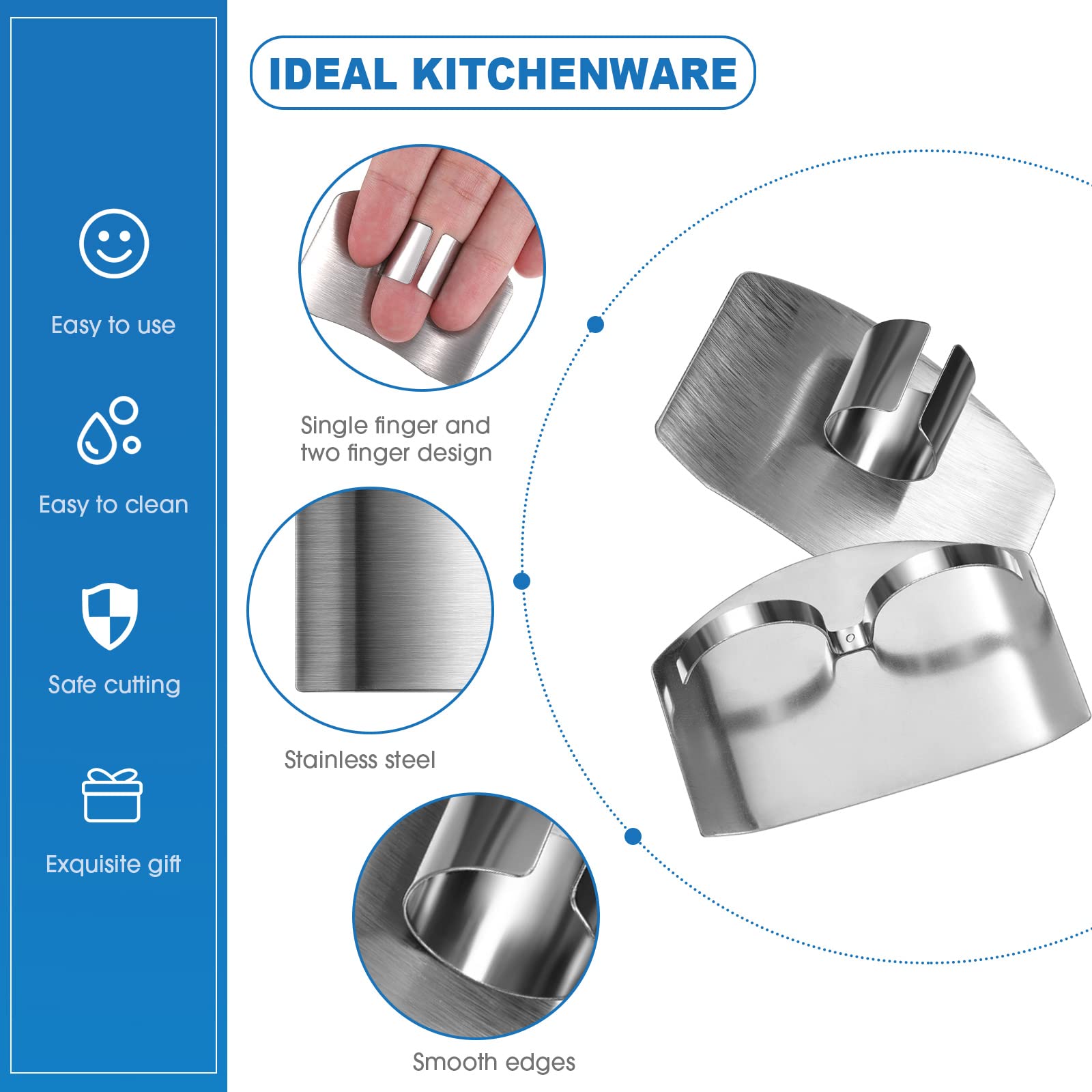 10 Pieces Finger Guard For Cutting Grating Stainless Steel Slice Finger Guard, Finger Cots, Thumb Guard Peelers For Onion Holder