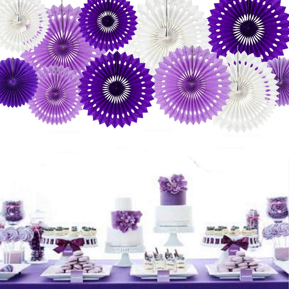 Beishida Lavender Purple White Tissue Hanging Honeycomb Round Paper Fans Decoration Set For Birthday Baby Shower Bachelorette We