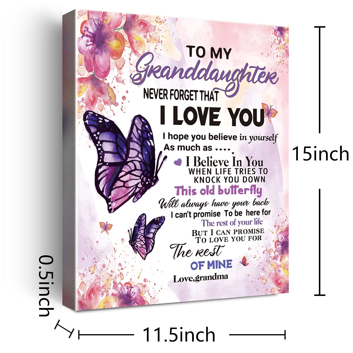 To My Granddaughter Saying-Hangable Canvas Poem Prints Framed Poster Wall Art For Granddaughter From Grandma-Meaningful Granddau