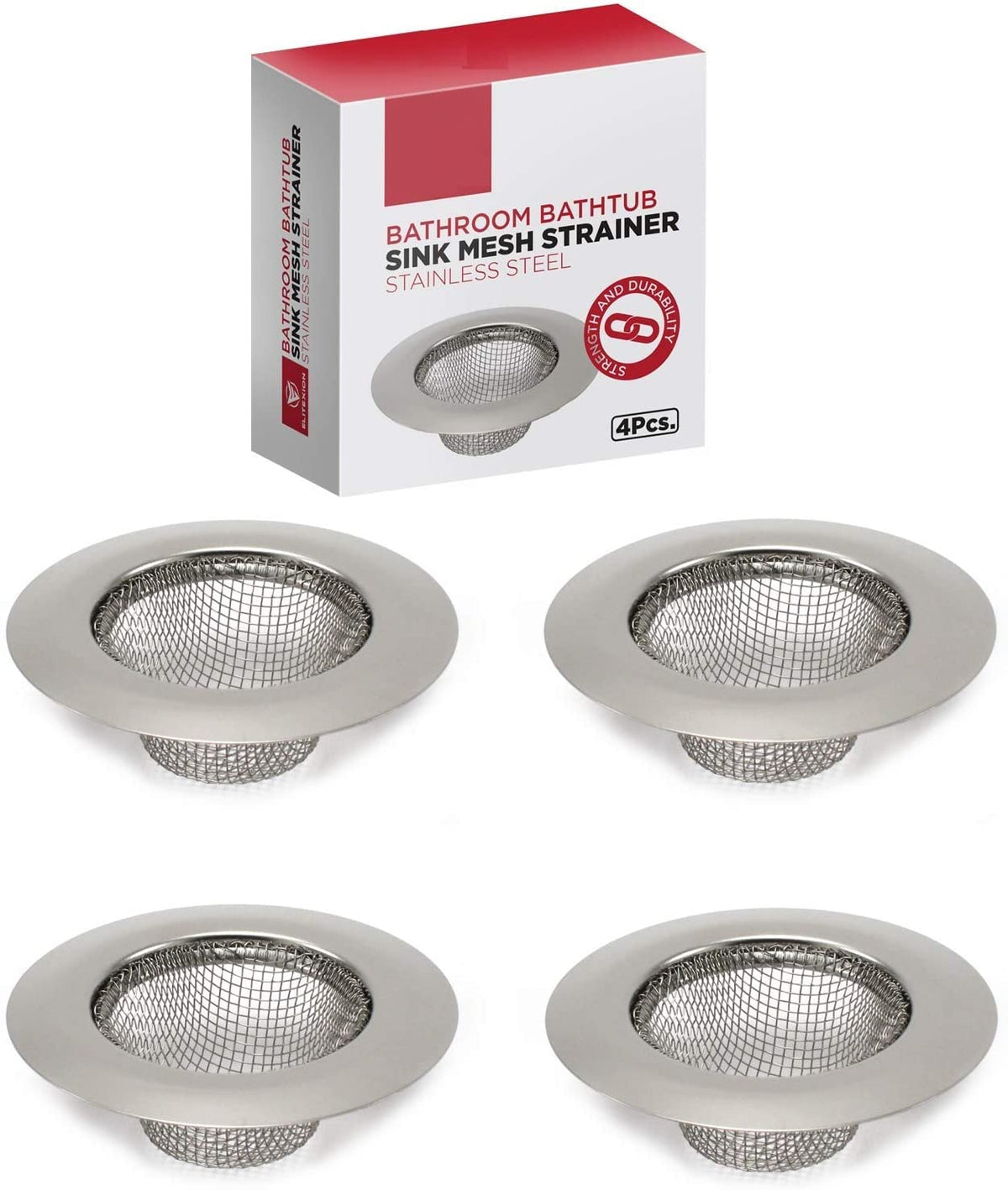 4Pcs Bathroom Bathtub Sink Mesh Strainer Stainless Steel (Pack Of 4)